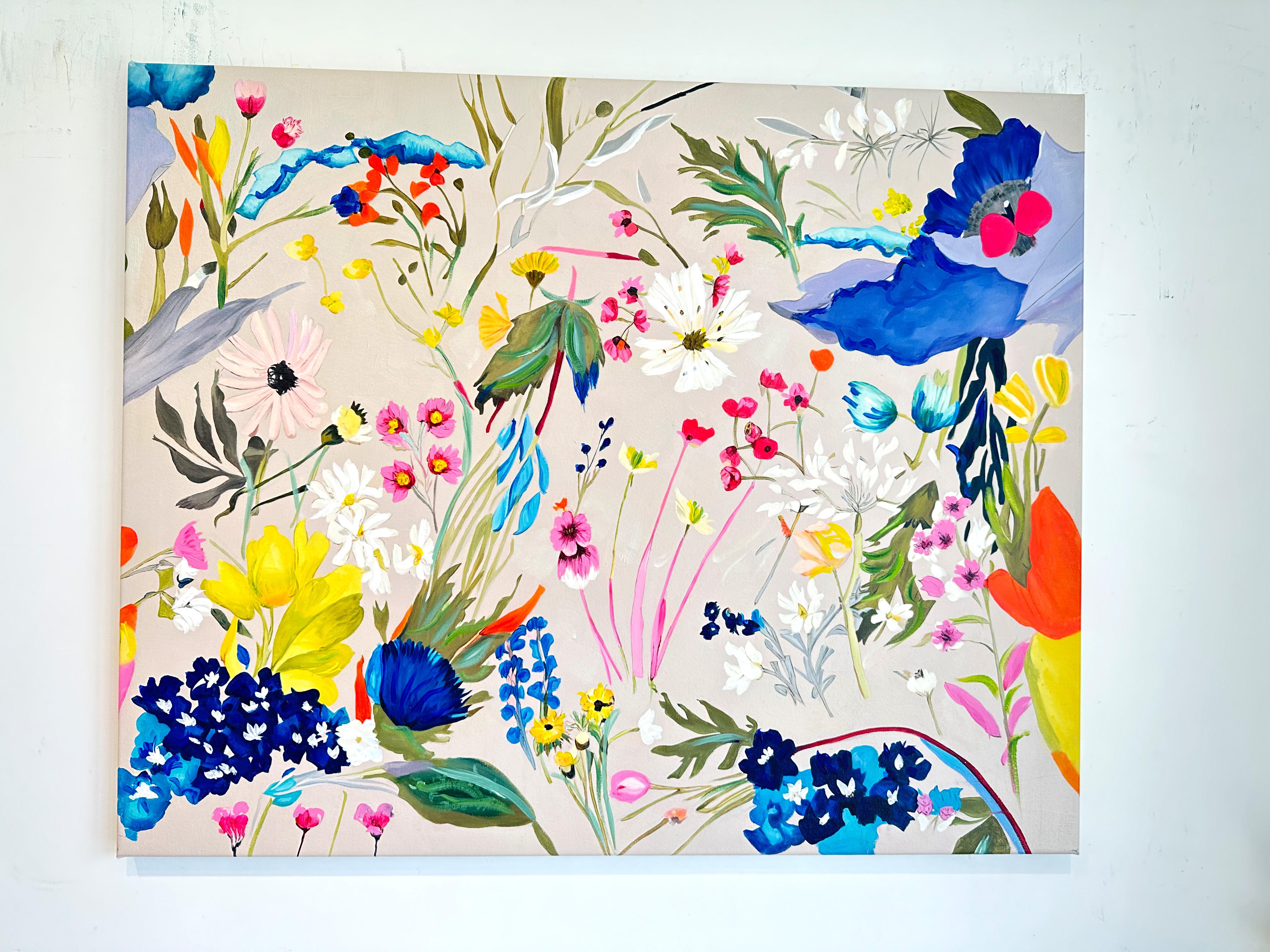 Zehnte Blumenkissen von K Husslein, botanisches abstraktes Blumengemälde (Abstrakt), Painting, von Katharina Husslein