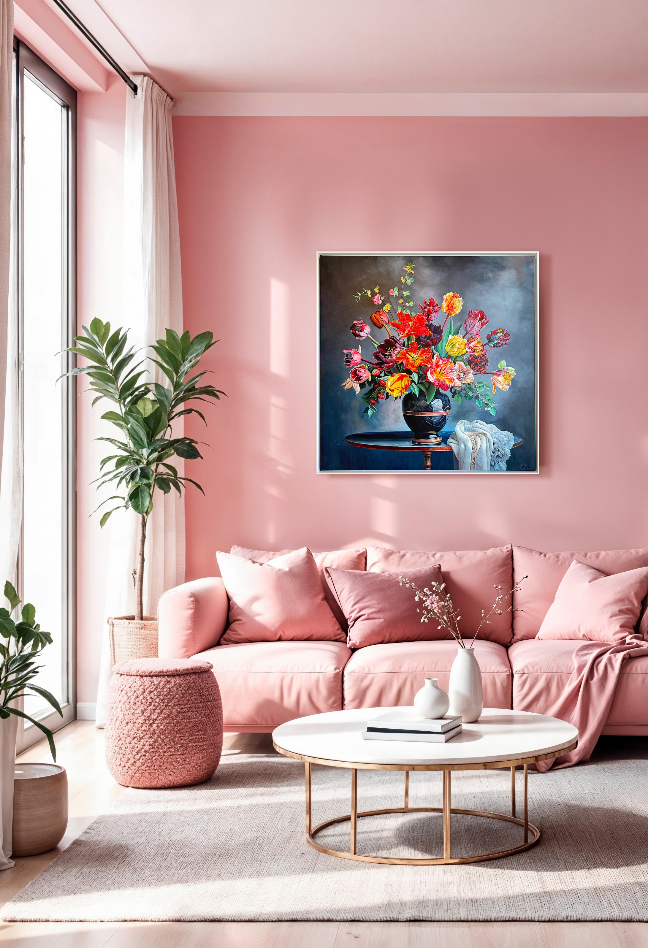 Dies ist ein schönes Ölgemälde mit einer Reihe von Blumen in einer Vase vor einem dunklen Hintergrund.
Dieses brandneue Gemälde voller Eleganz und zeitloser Eleganz erinnert an die Gemälde alter Meister.
Die botanischen Gemälde von Katharina
