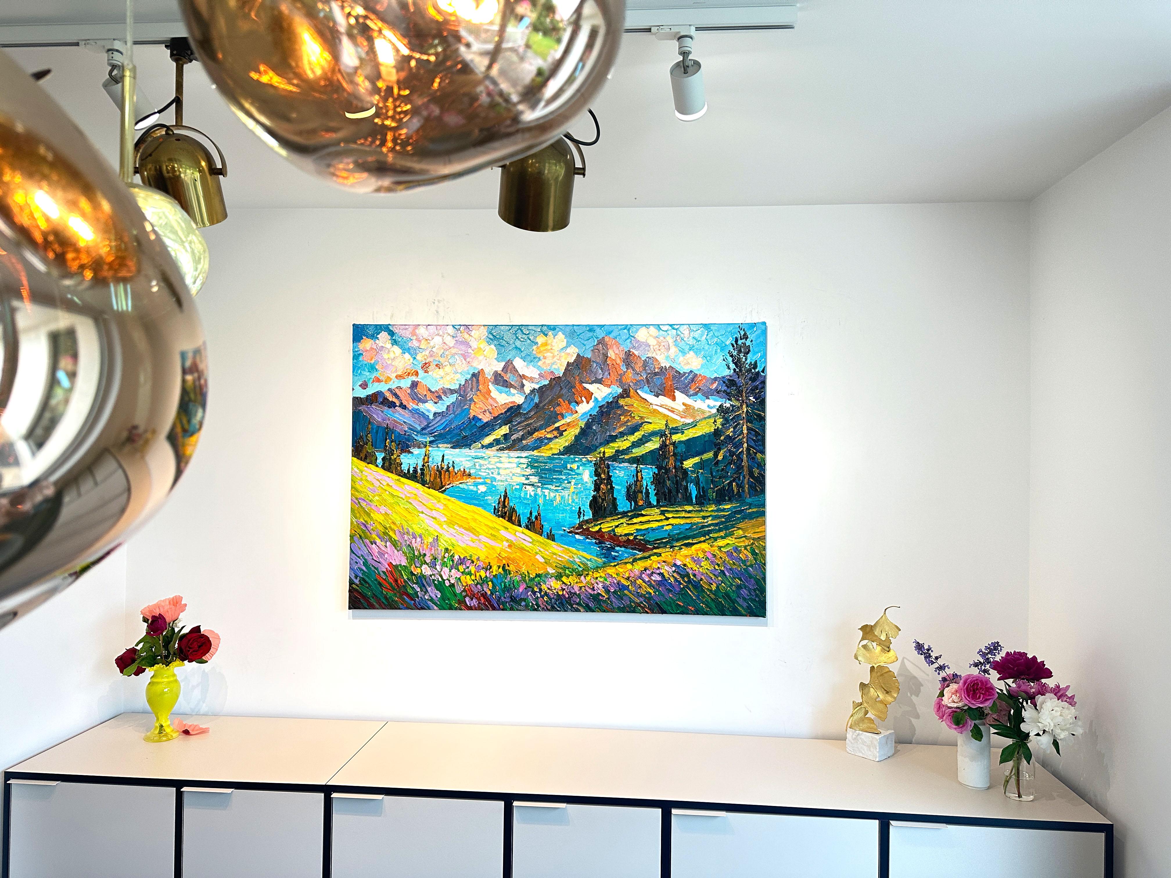 Il richiamo delle montagne di K.K. Husslein Impasto Paesaggio Pittura di montagna in vendita 4