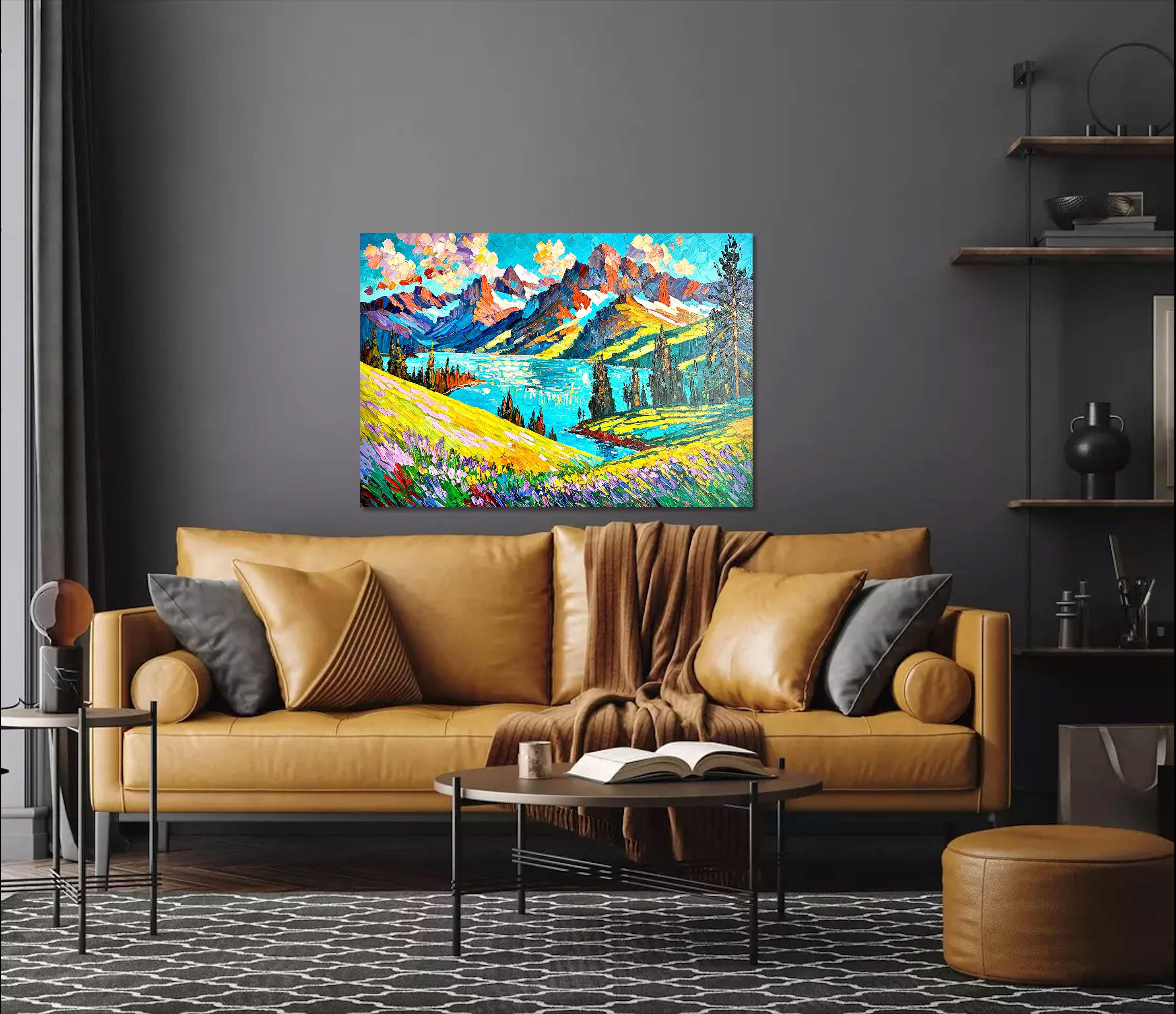 Il richiamo delle montagne di K.K. Husslein Impasto Paesaggio Pittura di montagna in vendita 6