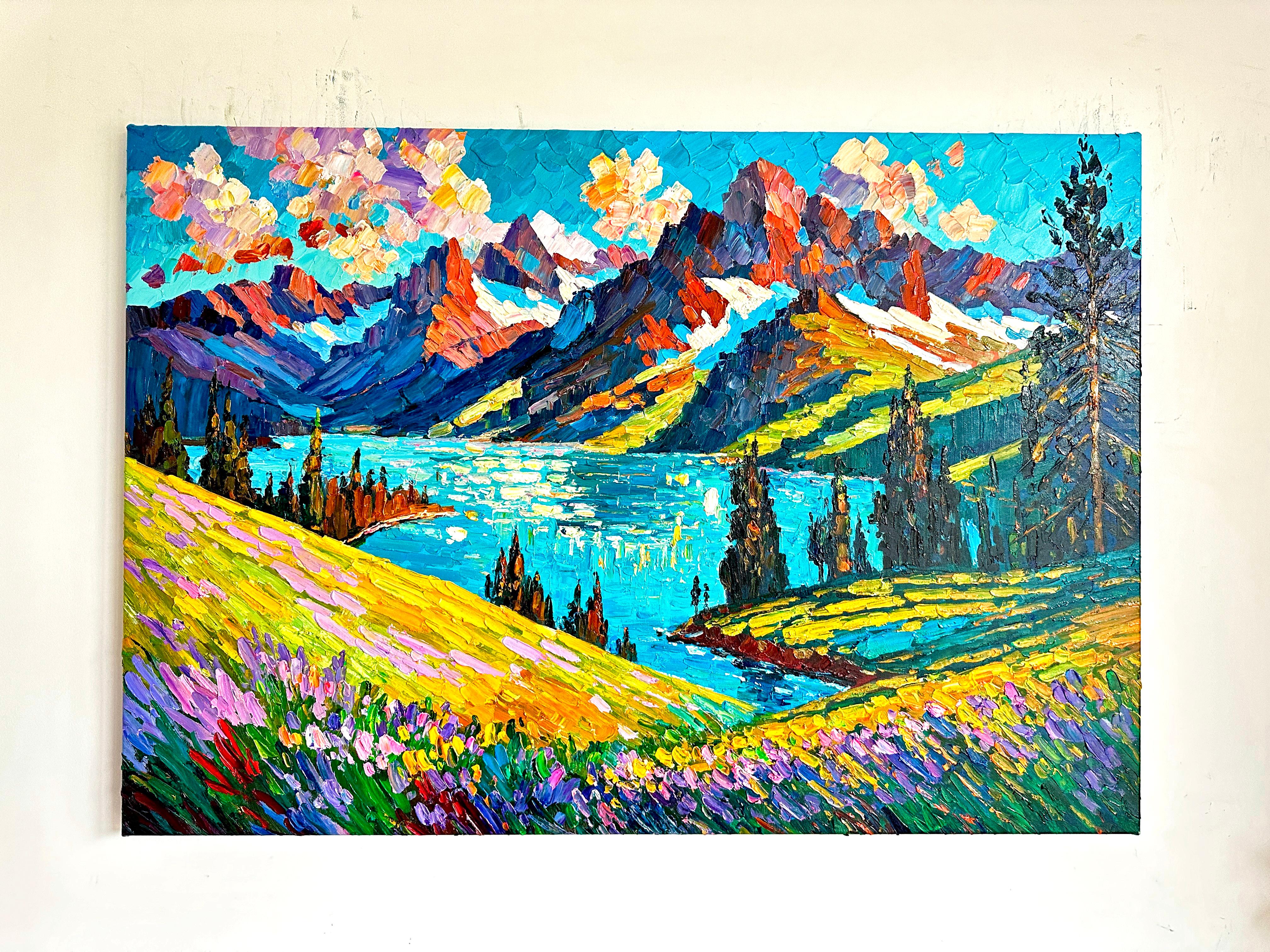 Il richiamo delle montagne di K.K. Husslein Impasto Paesaggio Pittura di montagna in vendita 7