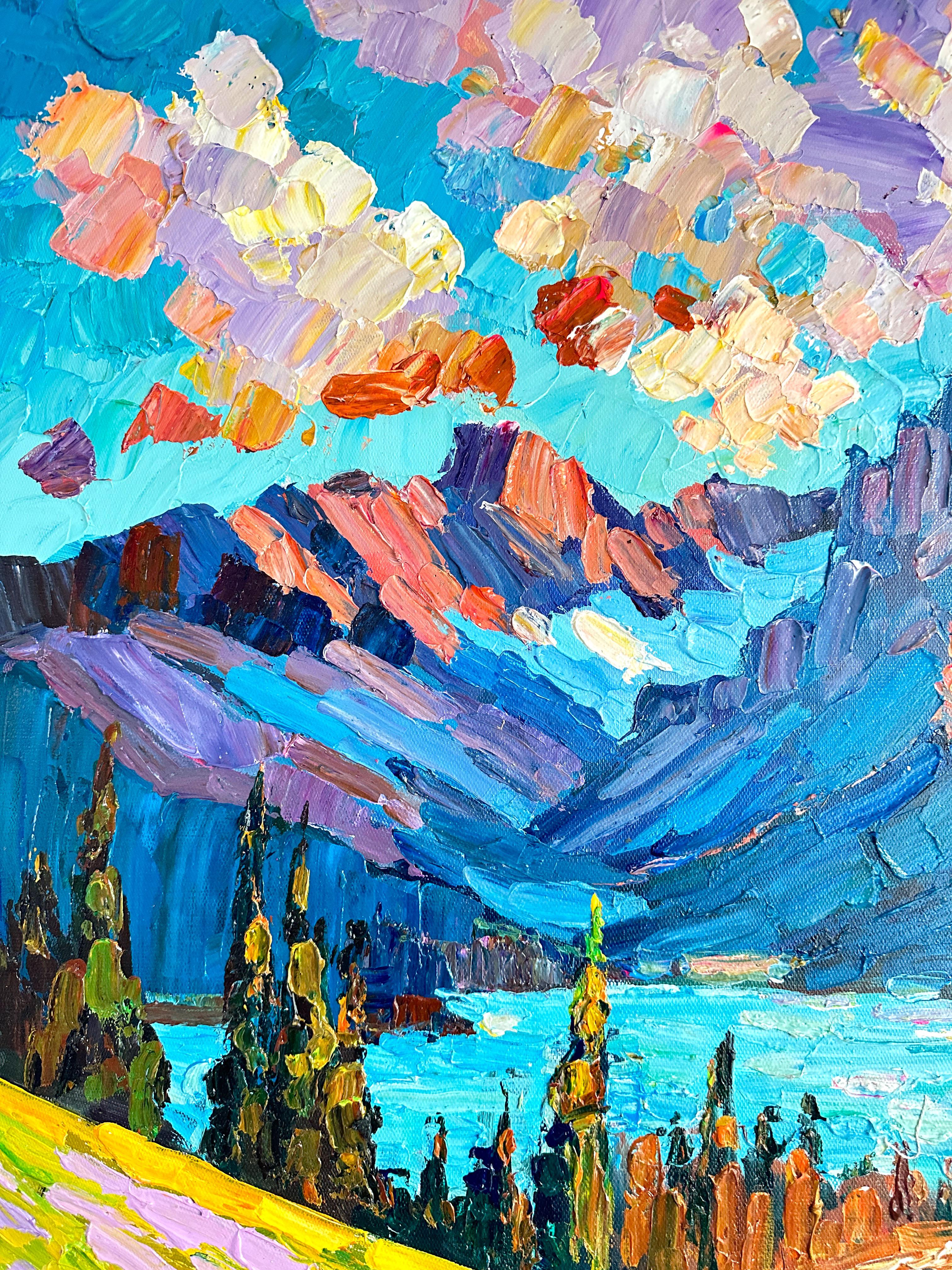 Il richiamo delle montagne di K.K. Husslein Impasto Paesaggio Pittura di montagna - Painting Fotorealista di Katharina Husslein
