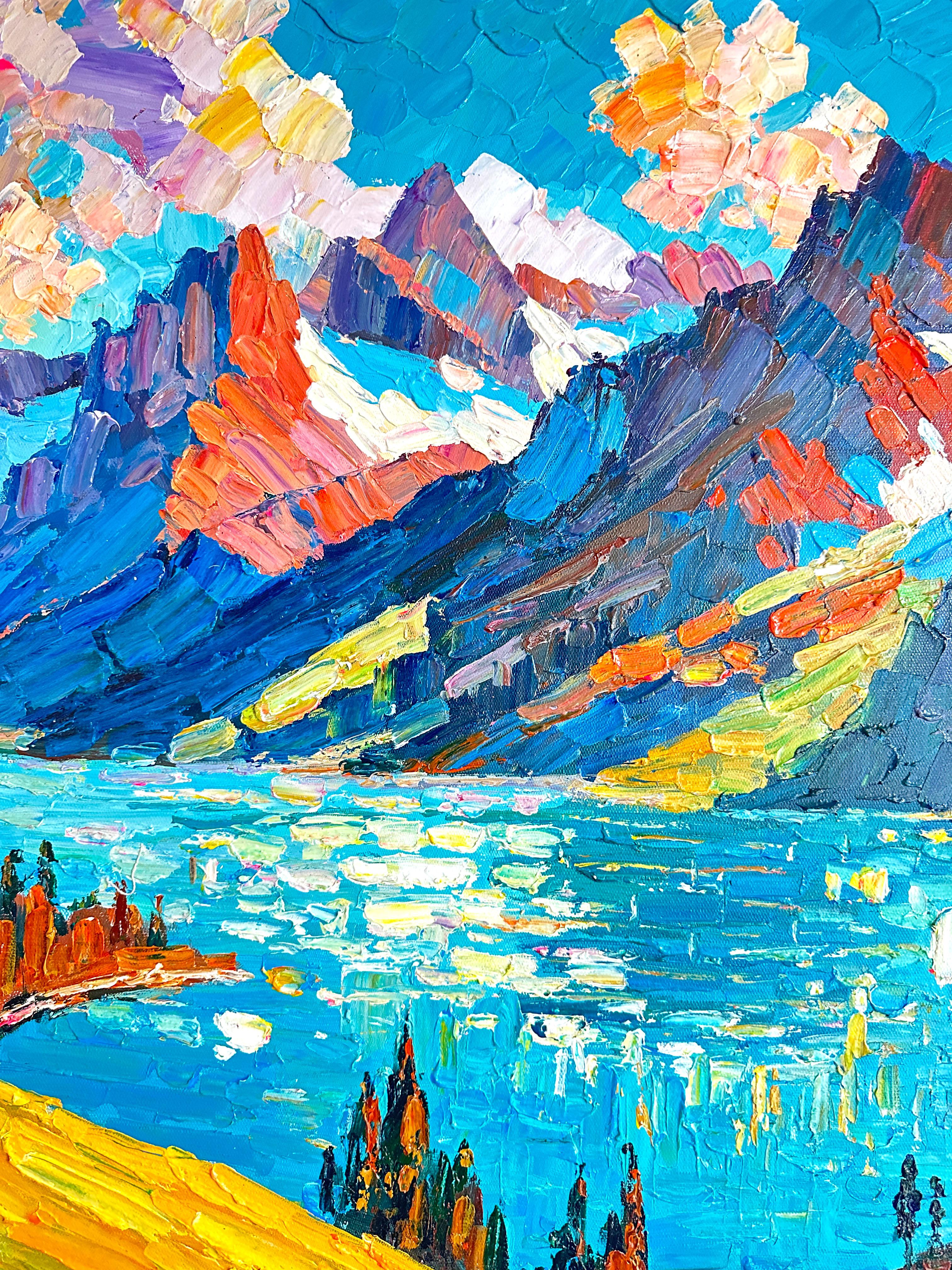 Il richiamo delle montagne di K.K. Husslein Impasto Paesaggio Pittura di montagna in vendita 1