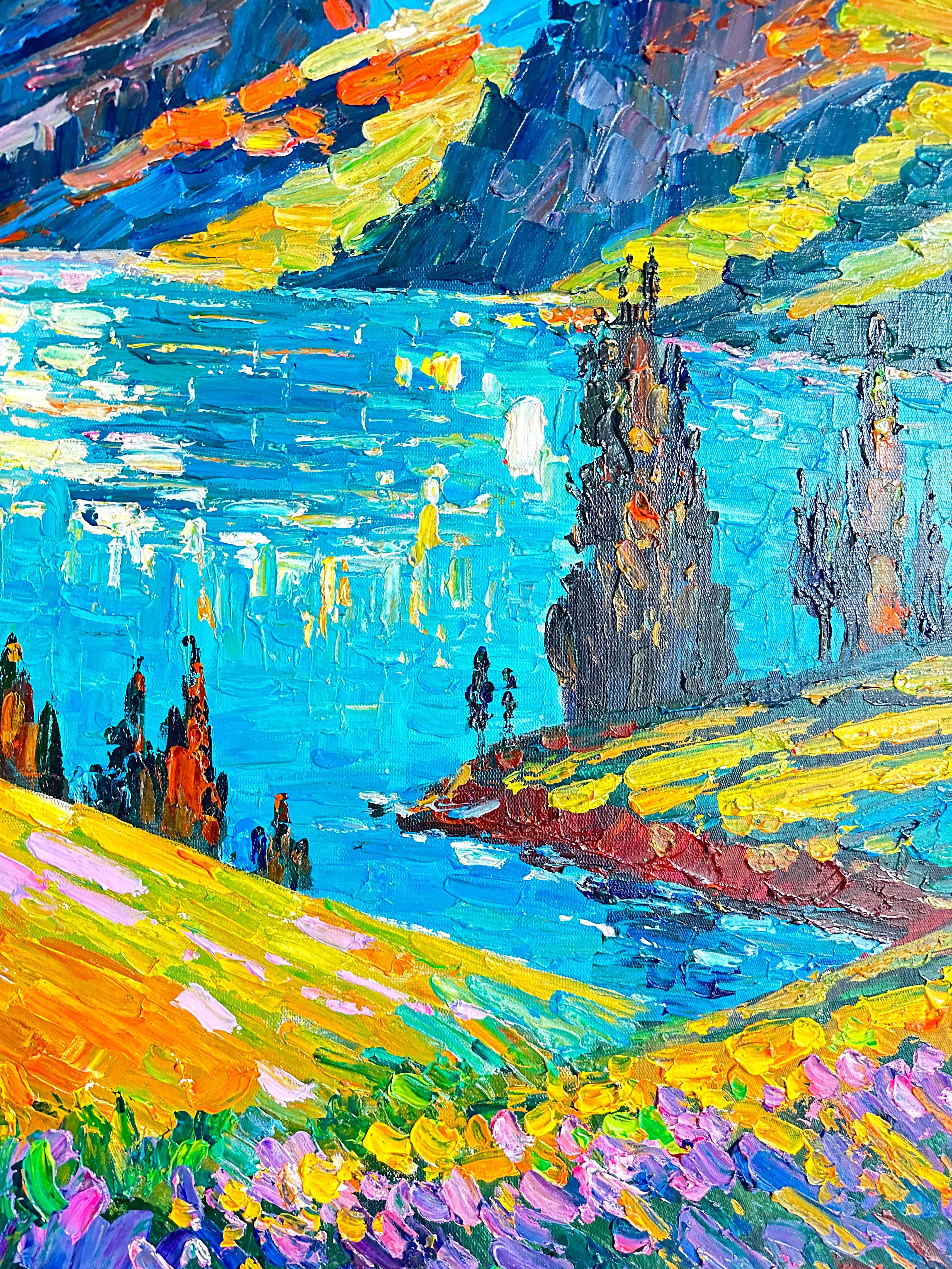 Il richiamo delle montagne di K.K. Husslein Impasto Paesaggio Pittura di montagna in vendita 3