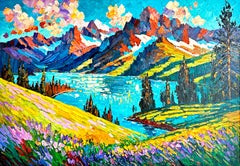 The Call of the Mountains by K. Husslein Impasto Landscape Mountain Painting