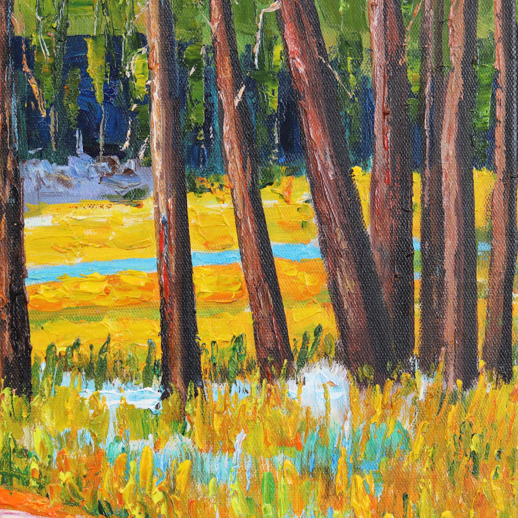 „The Great Outdoors“ – Impressionistisches Landschaftsgemälde in lebhaftem Gemälde im Angebot 4