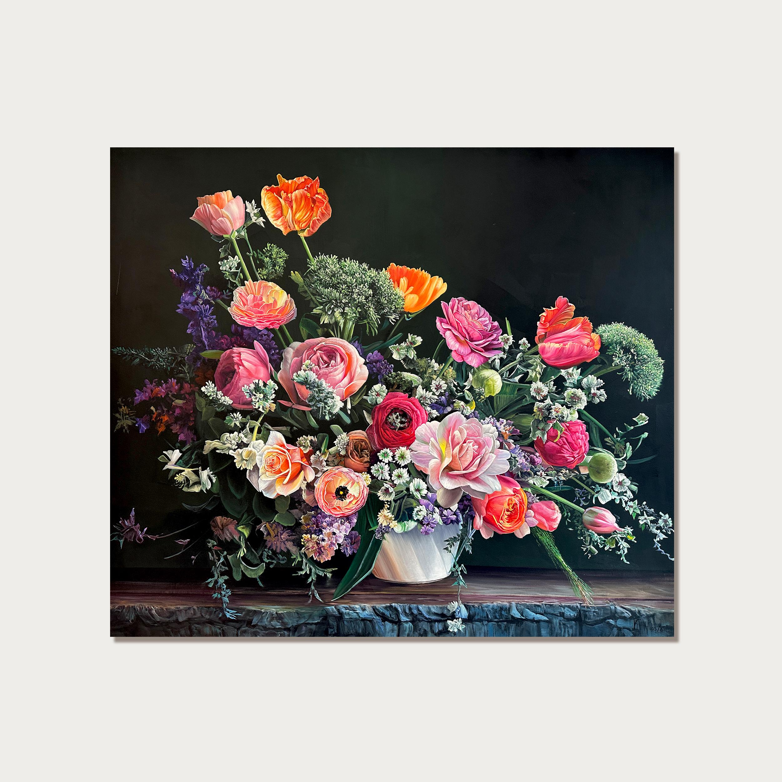 La mayor Felicidad es ser amado - K Husslein Bodegón hiperrealista - Painting de Katharina Husslein