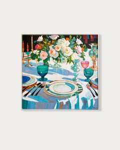 The Hour Love stood still by K.Husslein Impasto Dinner Food Table Painting