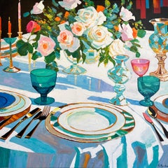 La hora en que el amor se detuvo por K.Husslein Pintura sobre tabla de comida para cenar al Impasto