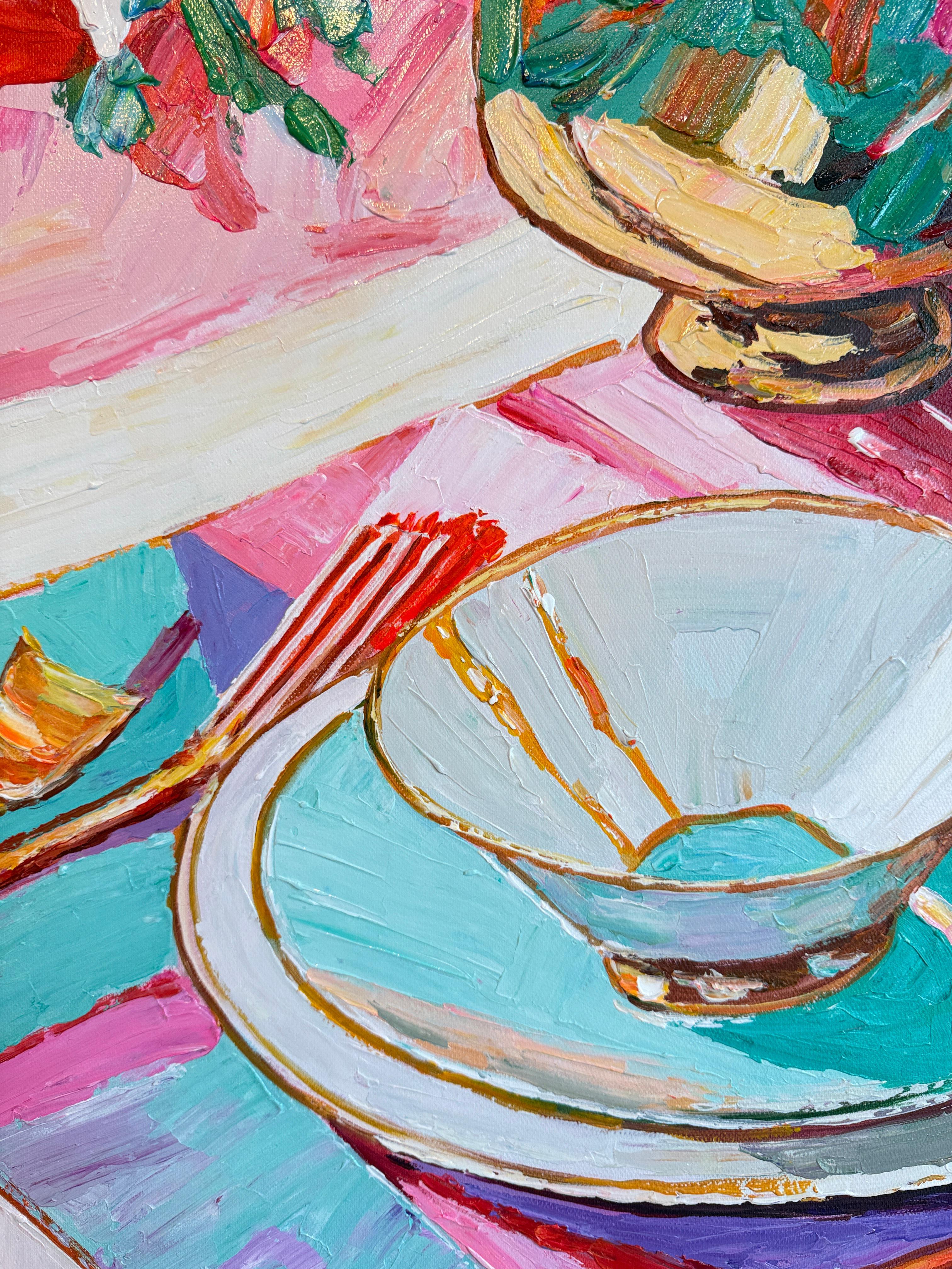 The journey we share - K.Husslein Impasto Flower Dinner Table Painting For Sale 7