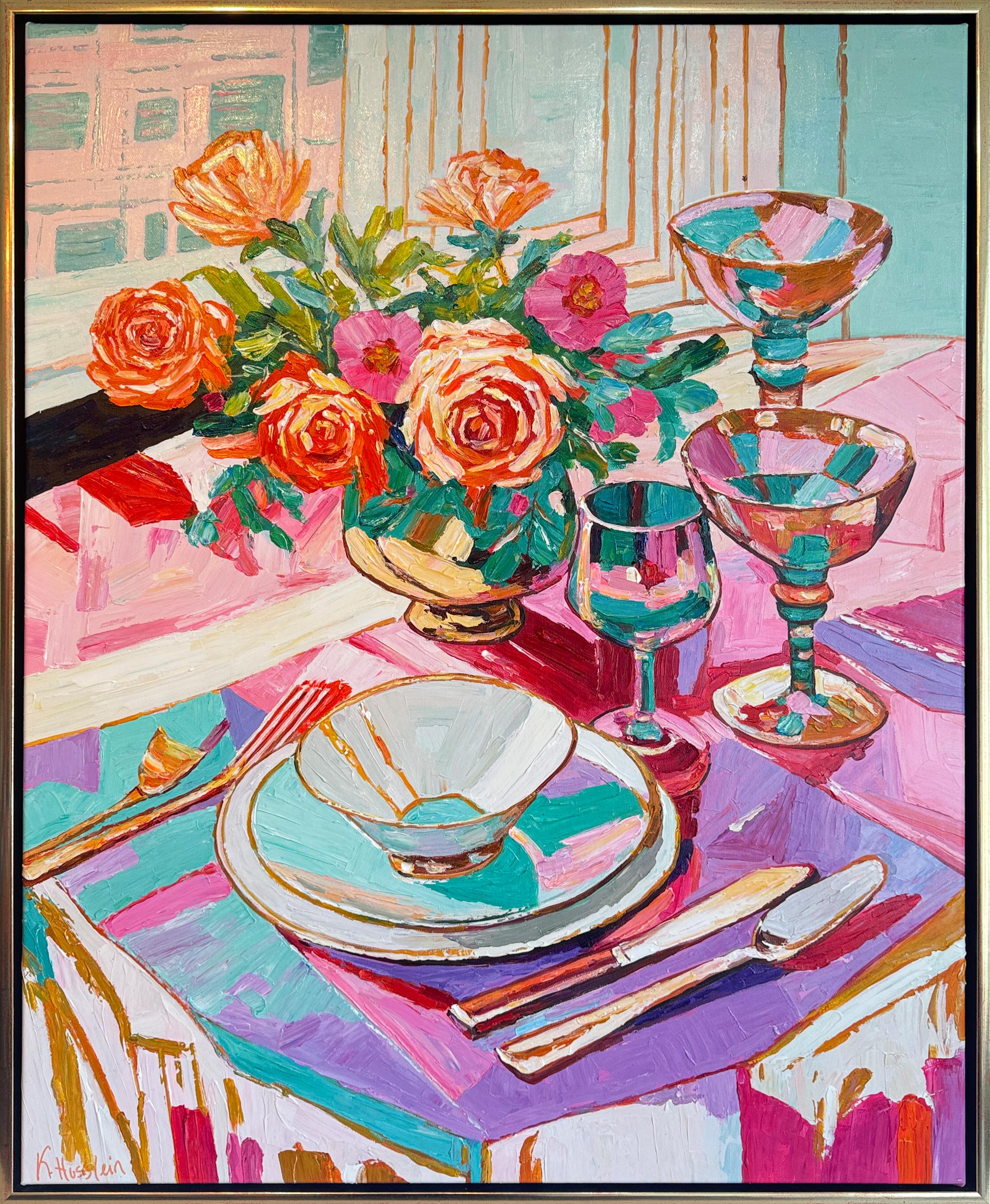 El viaje que compartimos - K.Husslein Pintura al Impasto Flor de mesa de comedor