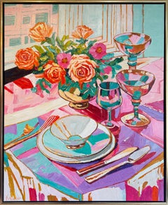 Le voyage que nous partageons - K.Husslein, peinture de table Impasto Flower Dinner