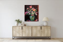 Il mistero delle cose che crescono - Natura morta di fiori in vaso luminoso Pittura luminosa