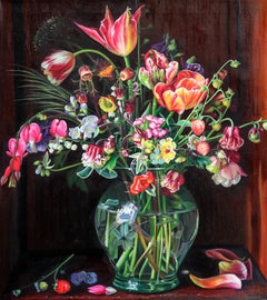 The Mystery of Growing Things - Moody Still Life Flowers in Vase Bright Painting