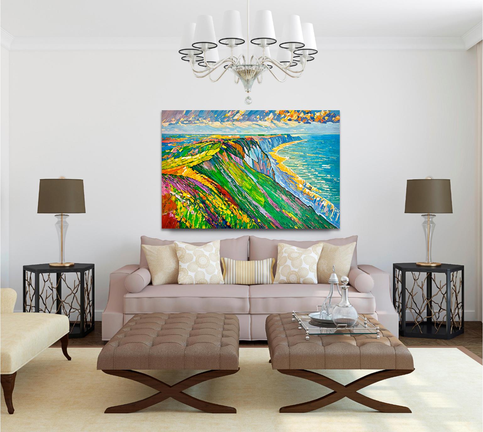 The Ocean's Roar  - Katharina Husslein Colorful Impasto Oil Landscape Painting For Sale 9