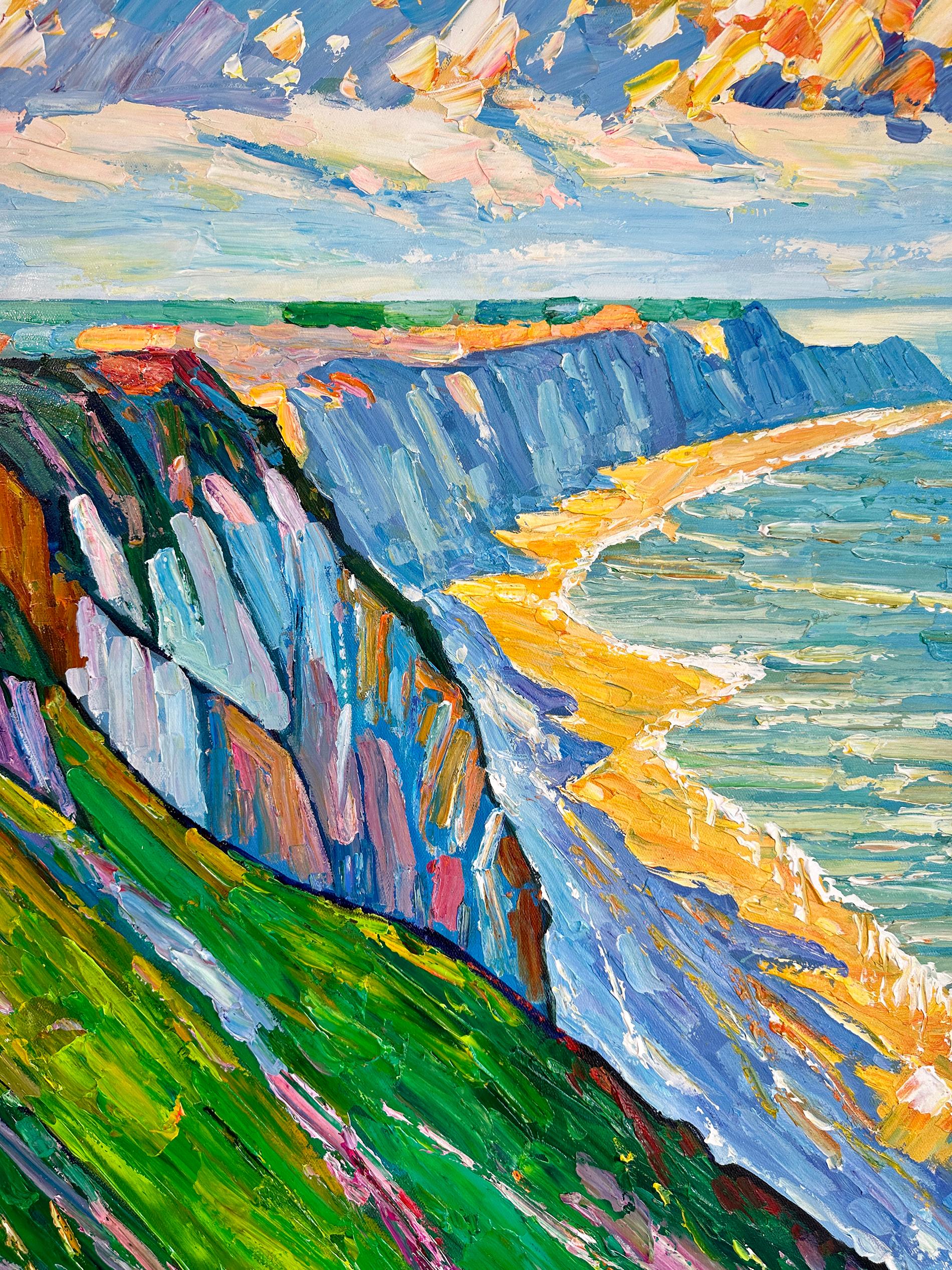The Ocean's Roar  - Katharina Husslein Colorful Impasto Oil Landscape Painting 2