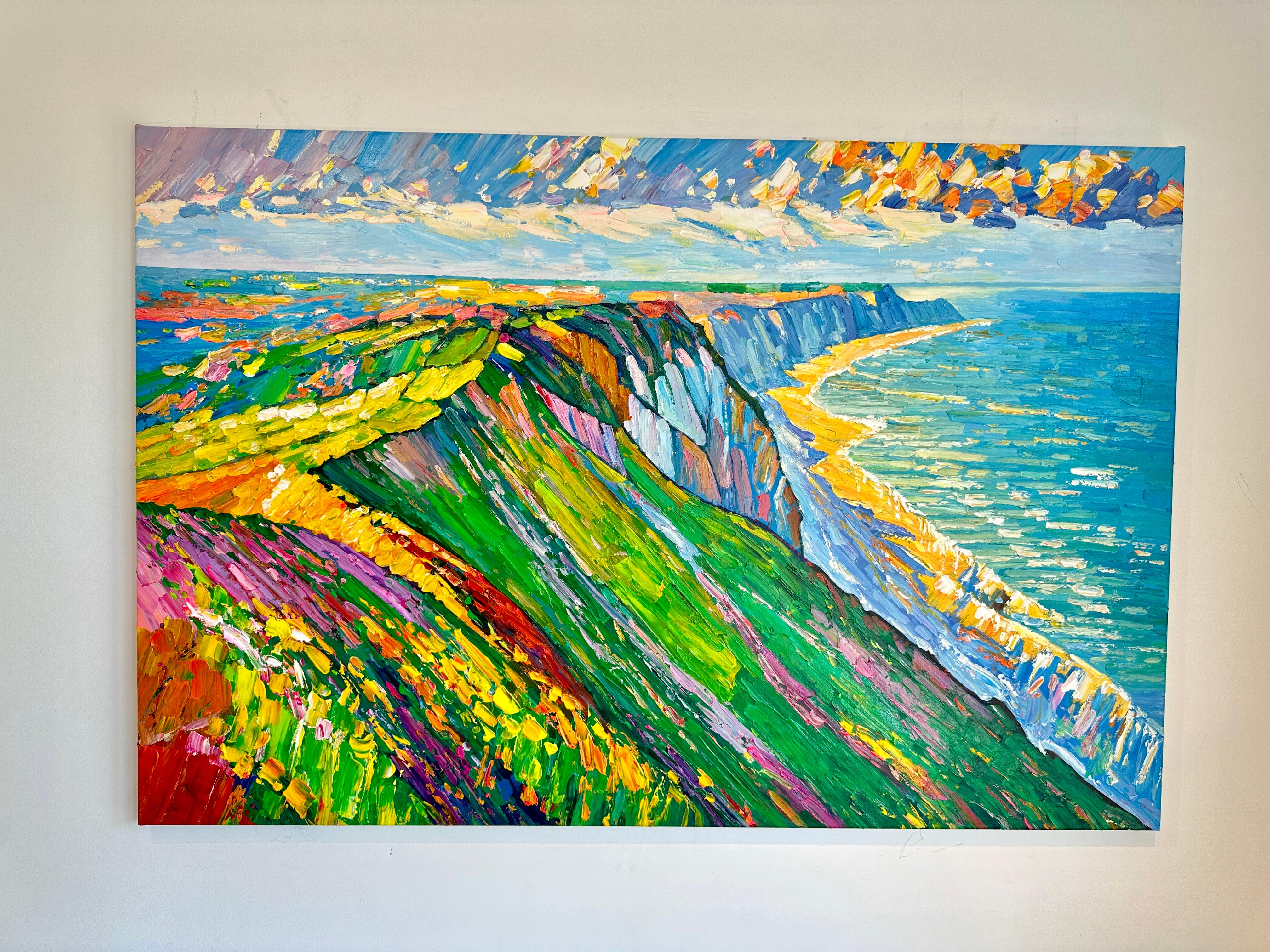 The Ocean's Roar  - Katharina Husslein Colorful Impasto Oil Landscape Painting For Sale 4