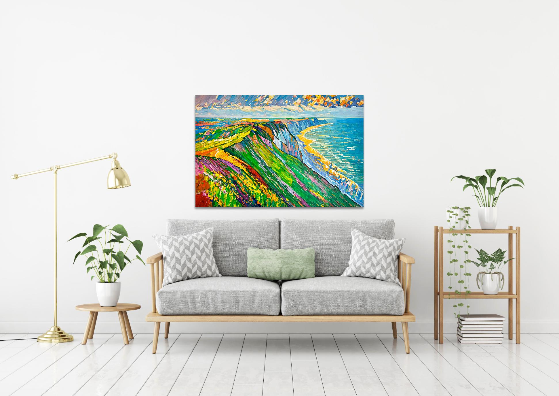 The Ocean's Roar  - Katharina Husslein Colorful Impasto Oil Landscape Painting For Sale 8