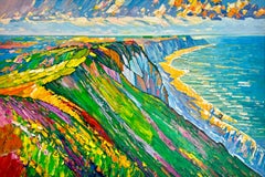 L'océan's Roar  - Katharina Husslein - Peinture à l'huile de paysage colorée à l'empâtement