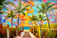 The Path - Katharina Husslein Colorful Impasto Oil Landscape Painting