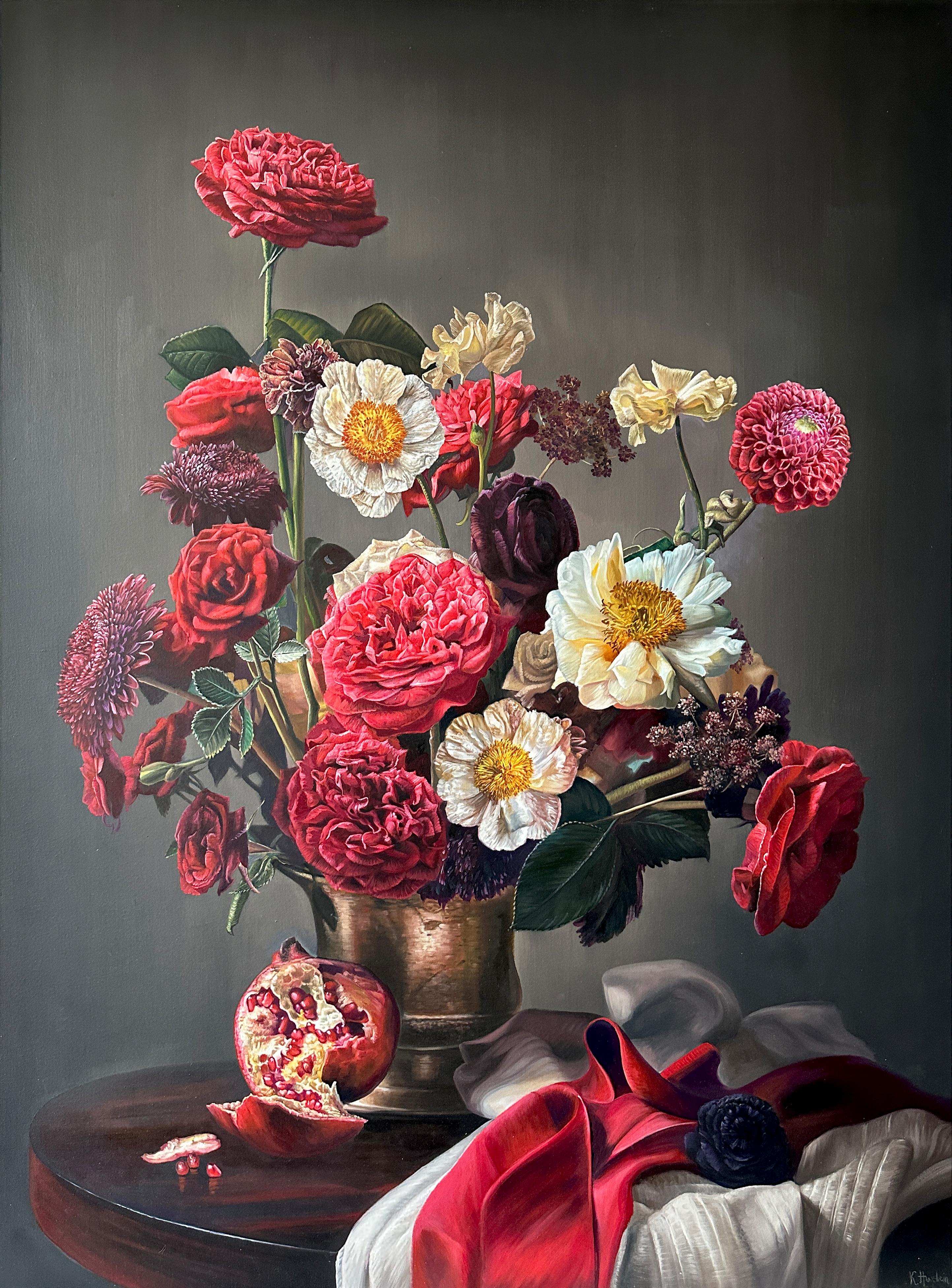 Landscape Painting di Katharina Husslein - La Rosa del Mondo di K.K. Natura morta botanica iperrealistica