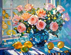 The Smell of Roses von K. Husslein, Impasto-Blumengemälde
