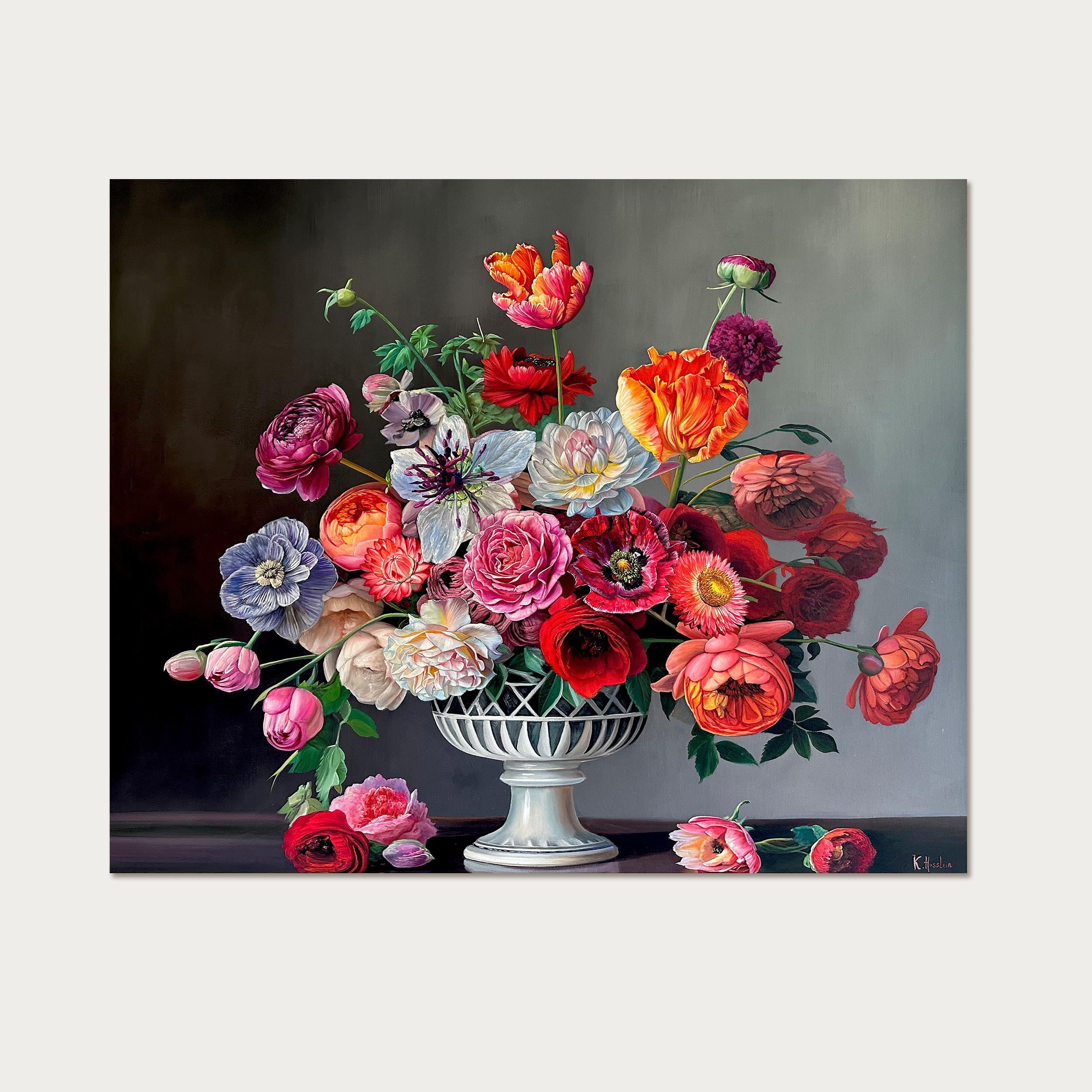 La forma en que la noche se conoce a sí misma - K Husslein Naturaleza muerta botánica hiperrealista - Painting Abstracto de Katharina Husslein