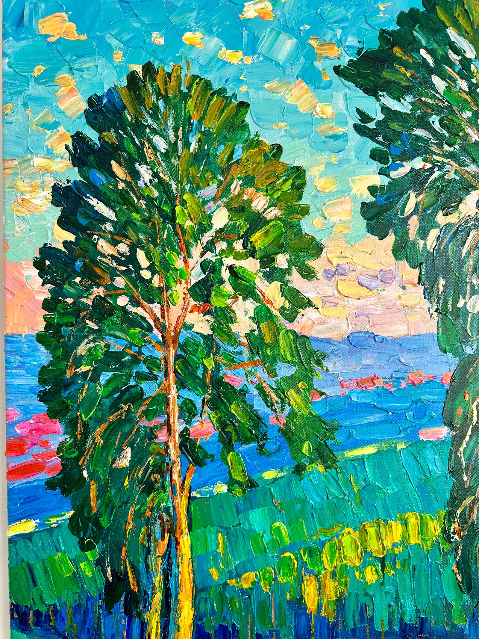 Aquellas noches de verano - Katharina Husslein Pintura al óleo de coloridos paisajes al impasto 3