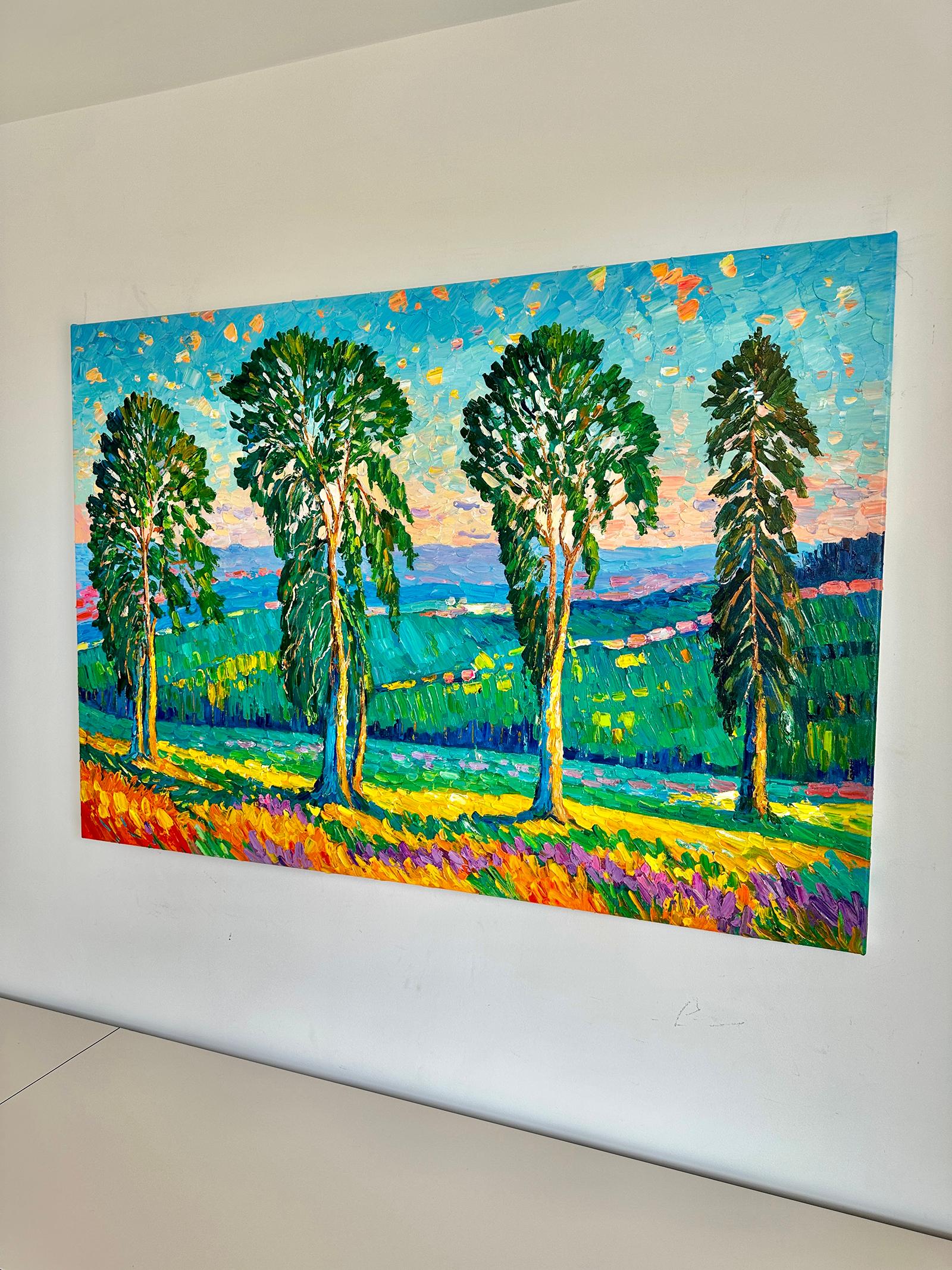 Aquellas noches de verano - Katharina Husslein Pintura al óleo de coloridos paisajes al impasto 4