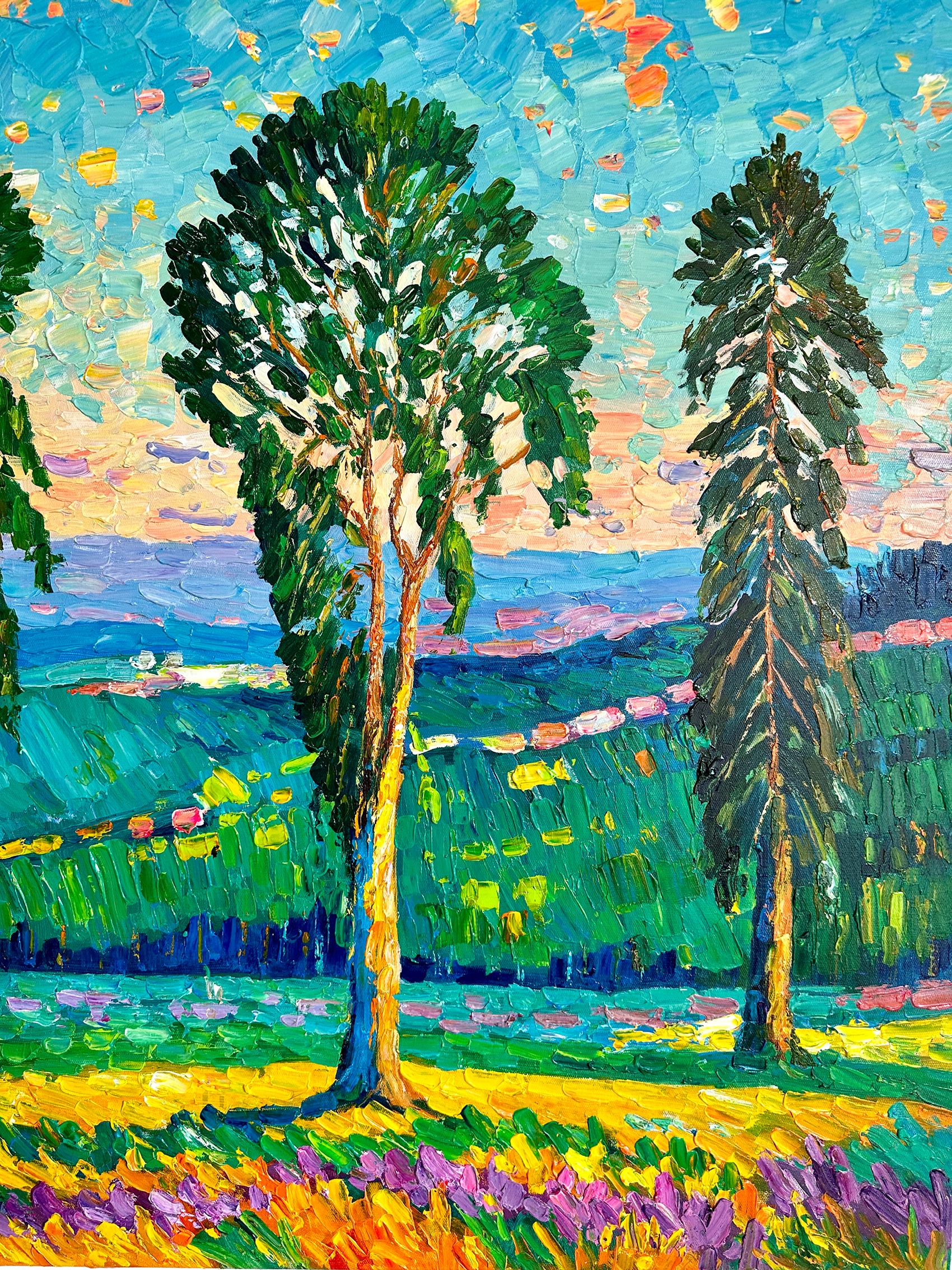 Aquellas noches de verano - Katharina Husslein Pintura al óleo de coloridos paisajes al impasto 5