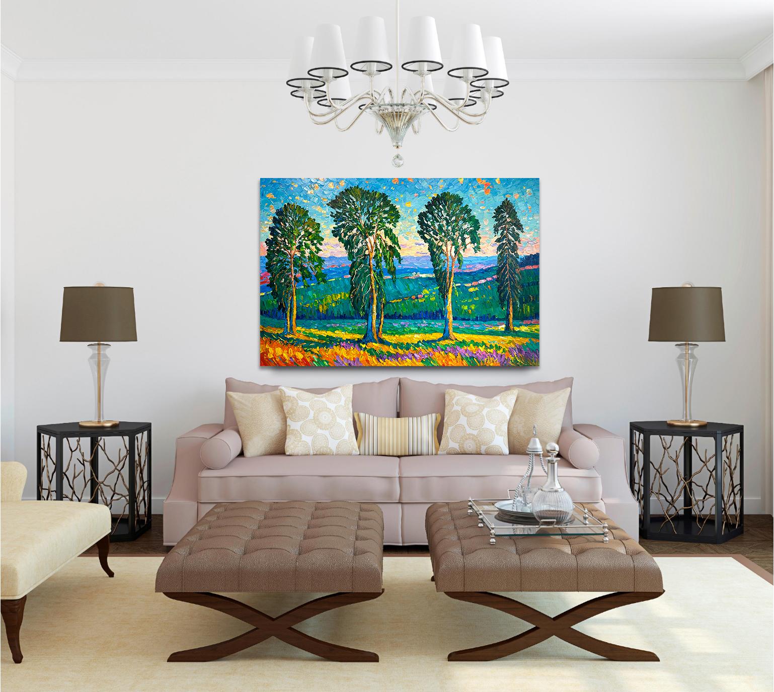 Aquellas noches de verano - Katharina Husslein Pintura al óleo de coloridos paisajes al impasto 7