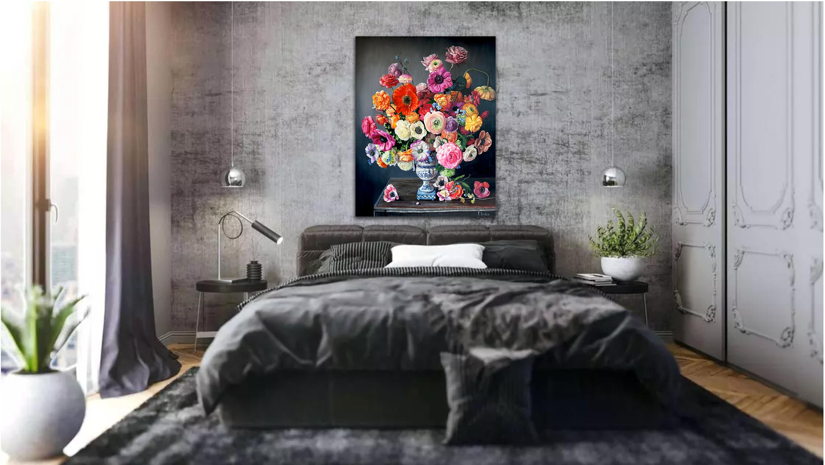 Thousand Stars by Katharina Husslein Nature morte florale contemporaine Peinture à l'huile 9