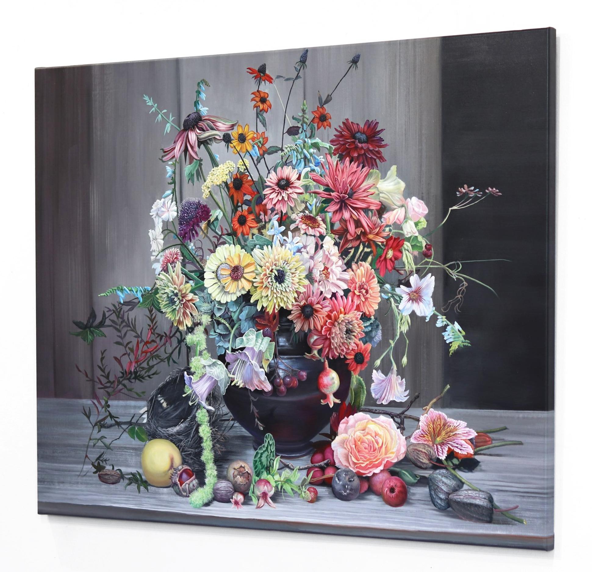 Time To Grow - Hyperrealist Botanical Flower Still Life Oil Painting For Sale 1