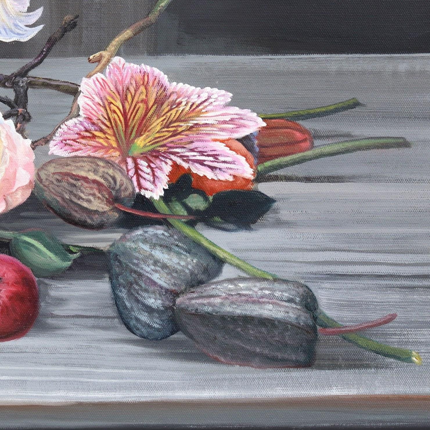 Time To Grow - Hyperrealist Botanical Flower Still Life Oil Painting For Sale 5