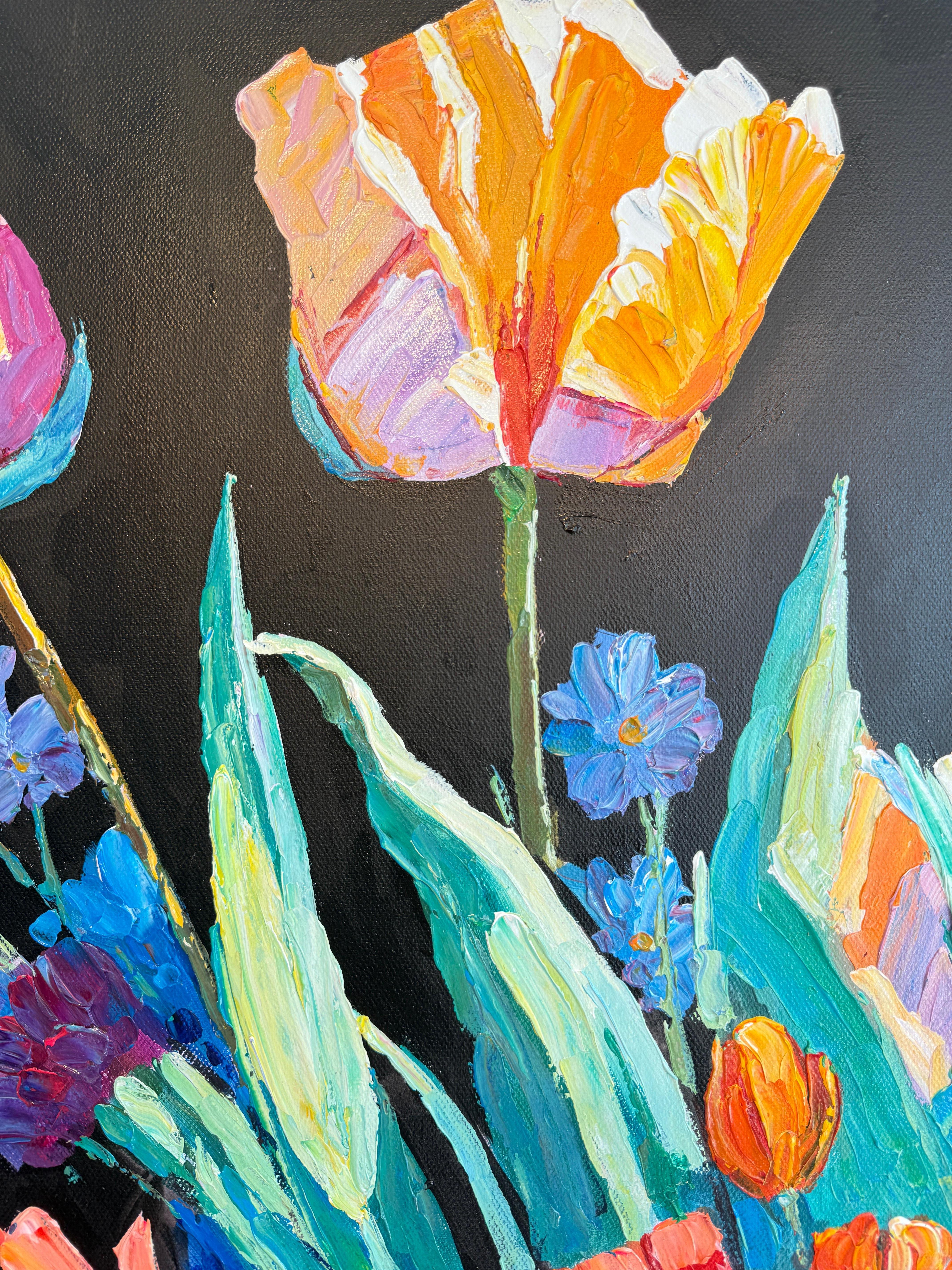 Time with you feels like Love- Katharina Husslein Impasto Oil Flower Painting For Sale 11