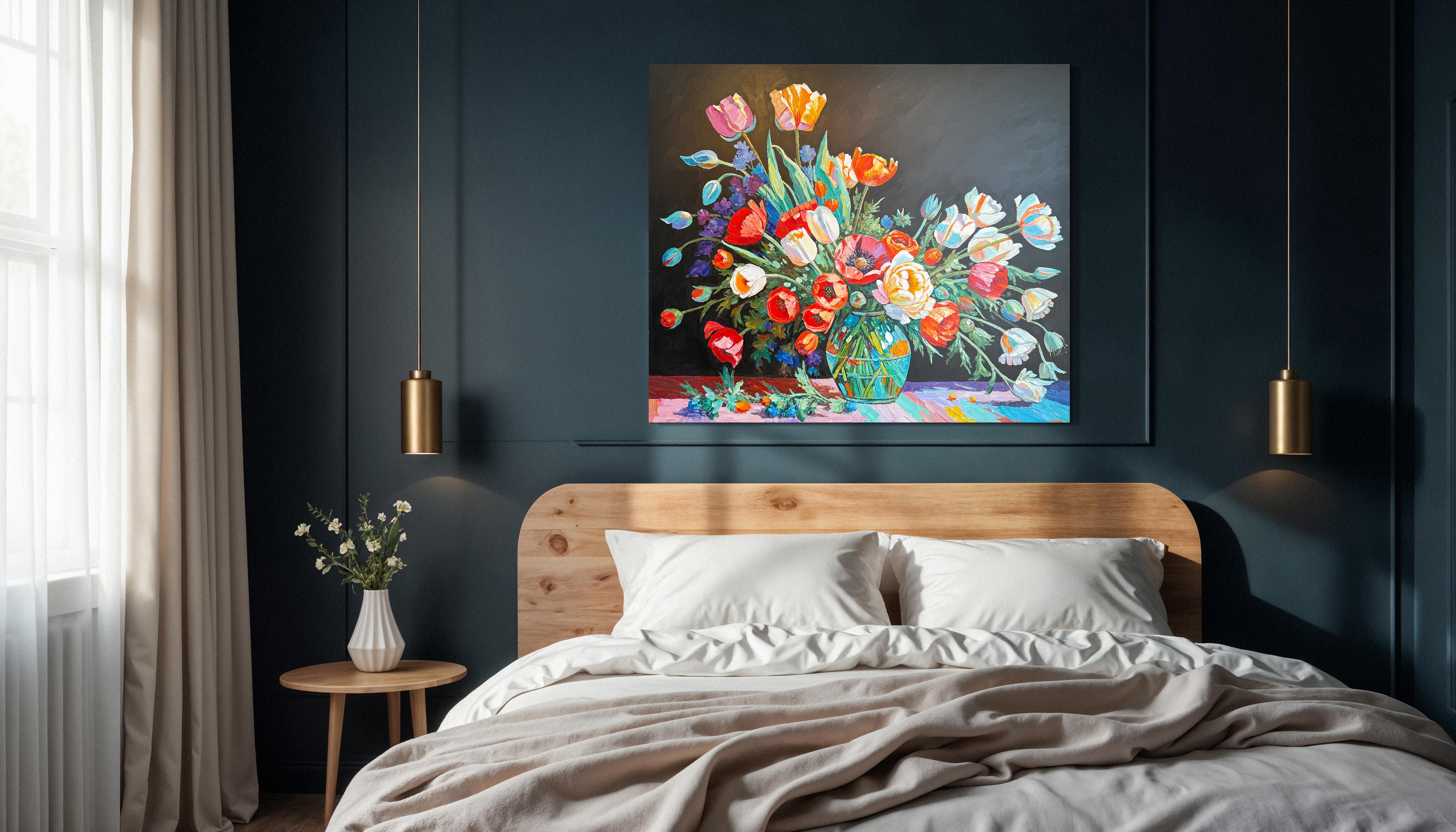 Time with you feels like Love- Katharina Husslein Impasto Oil Flower Painting For Sale 13