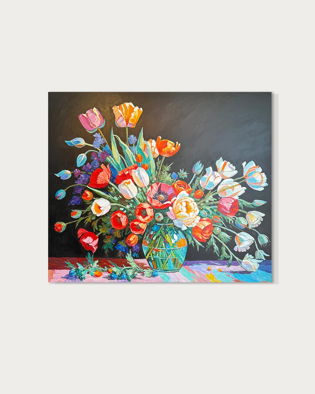 Time with you feels like Love- Katharina Husslein Impasto Oil Flower Painting For Sale 1