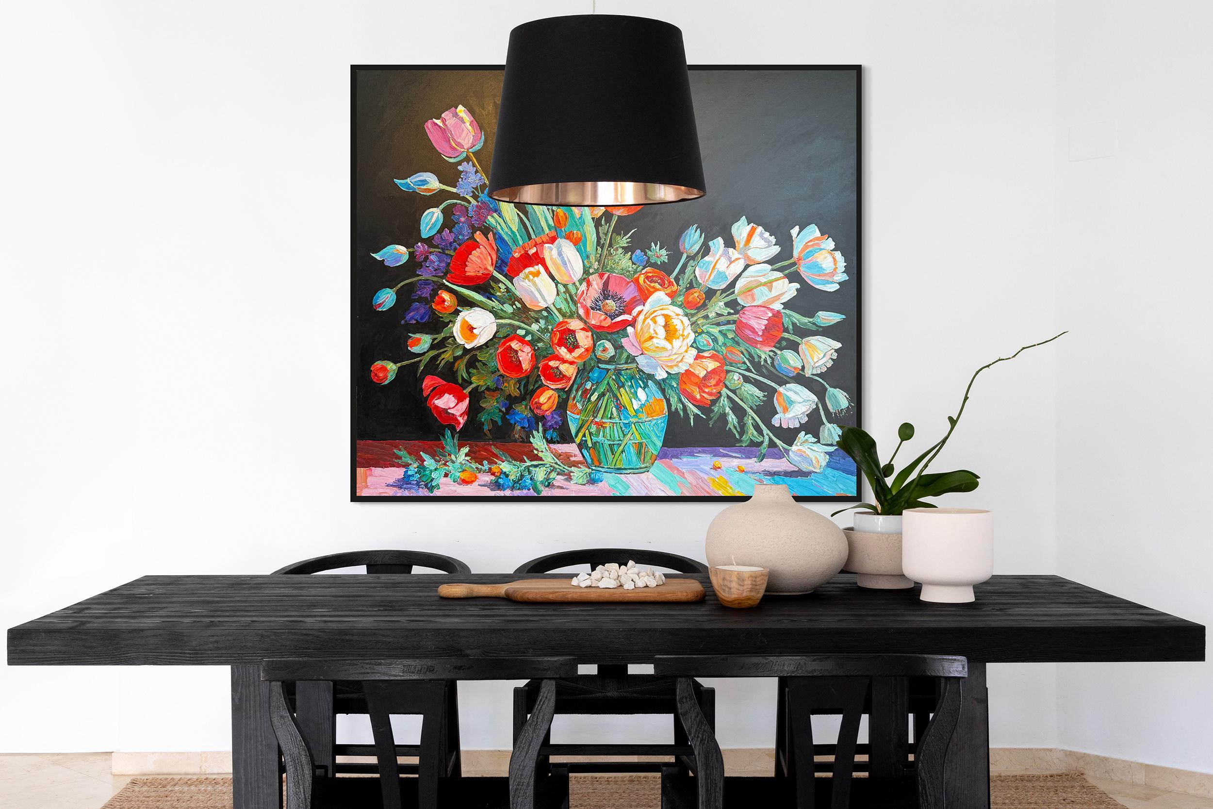 Time with you feels like Love- Katharina Husslein Impasto Oil Flower Painting For Sale 2