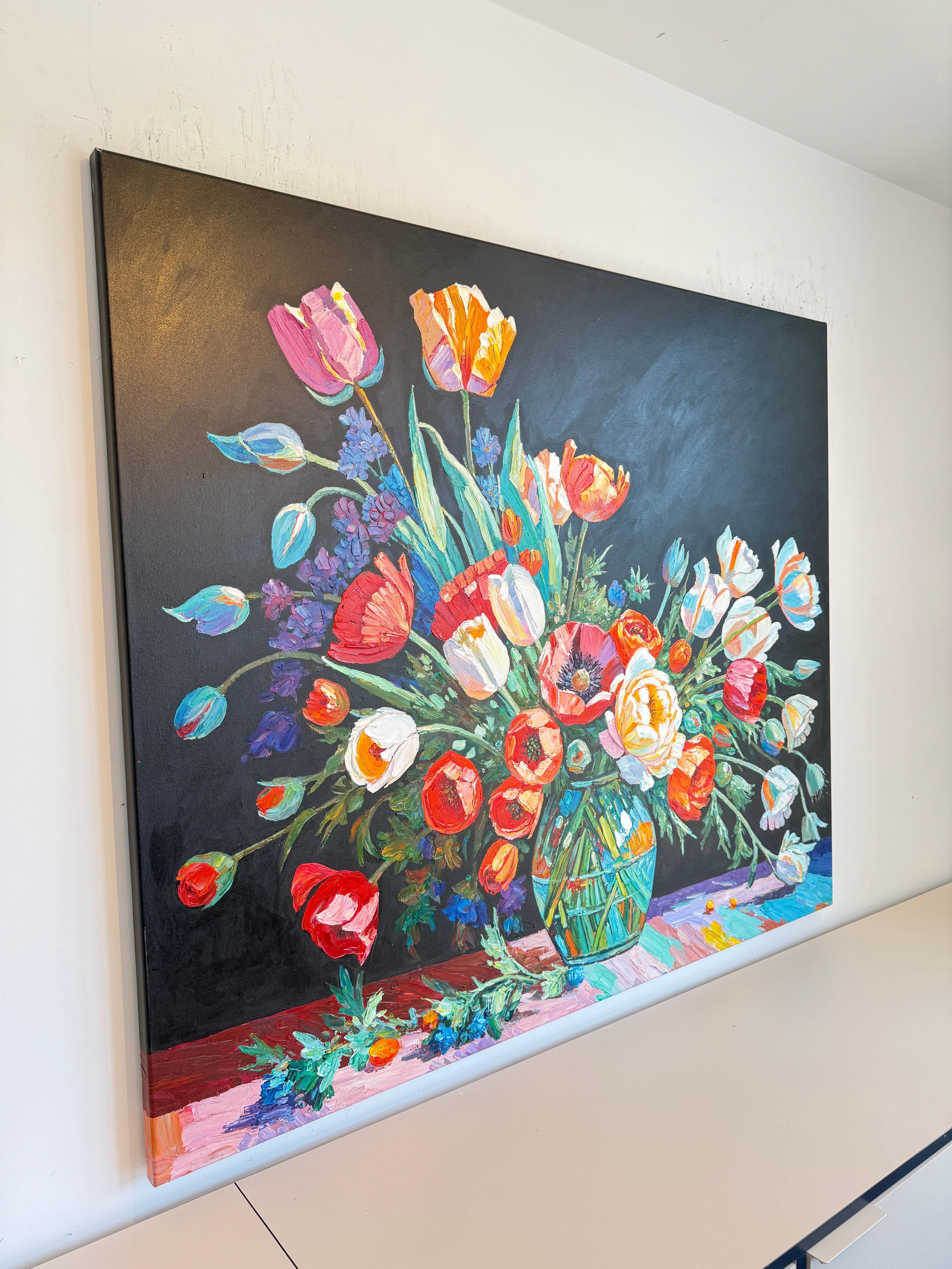 Time with you feels like Love- Katharina Husslein Impasto Oil Flower Painting For Sale 5