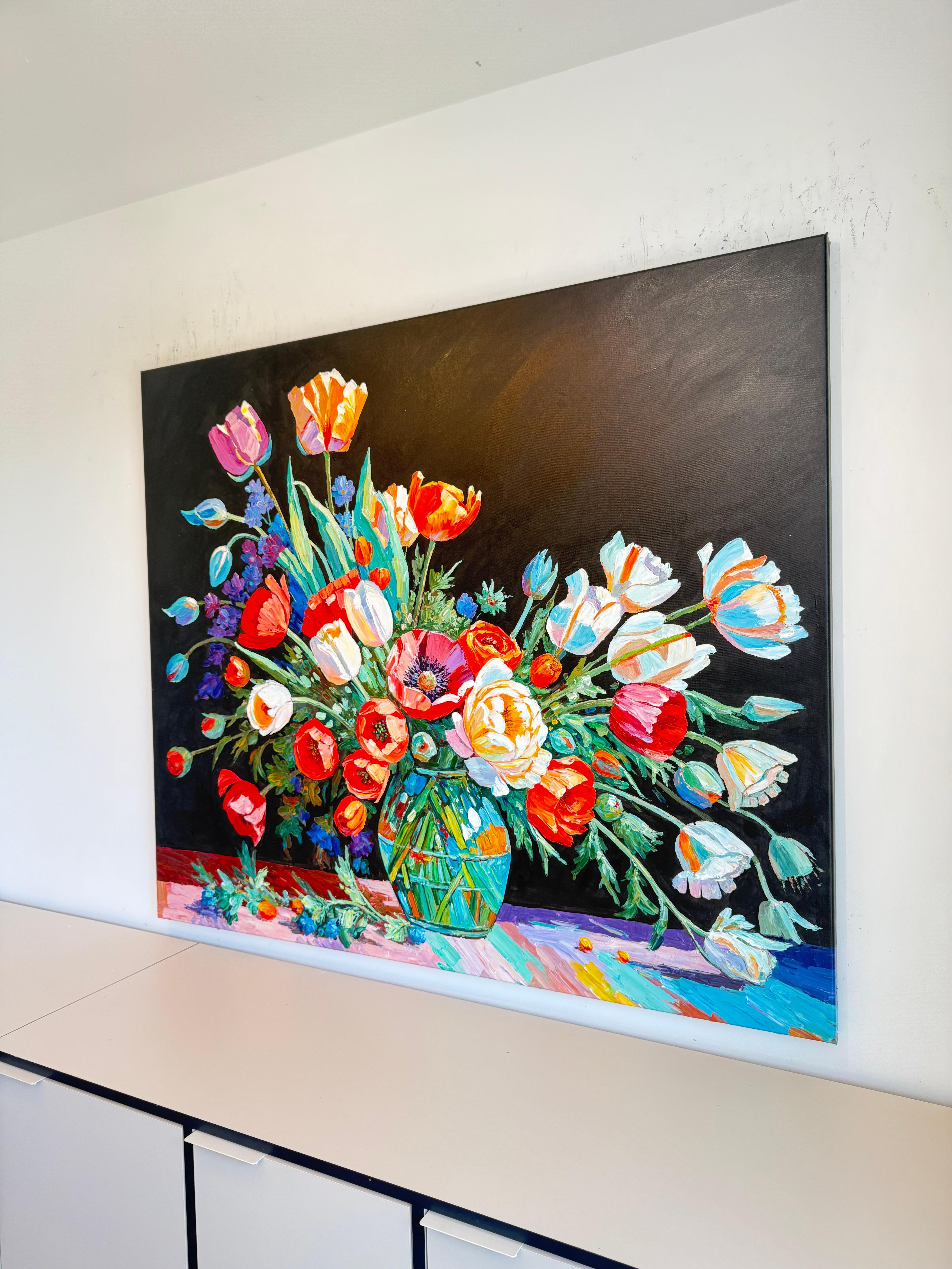 Time with you feels like Love- Katharina Husslein Impasto Oil Flower Painting For Sale 7