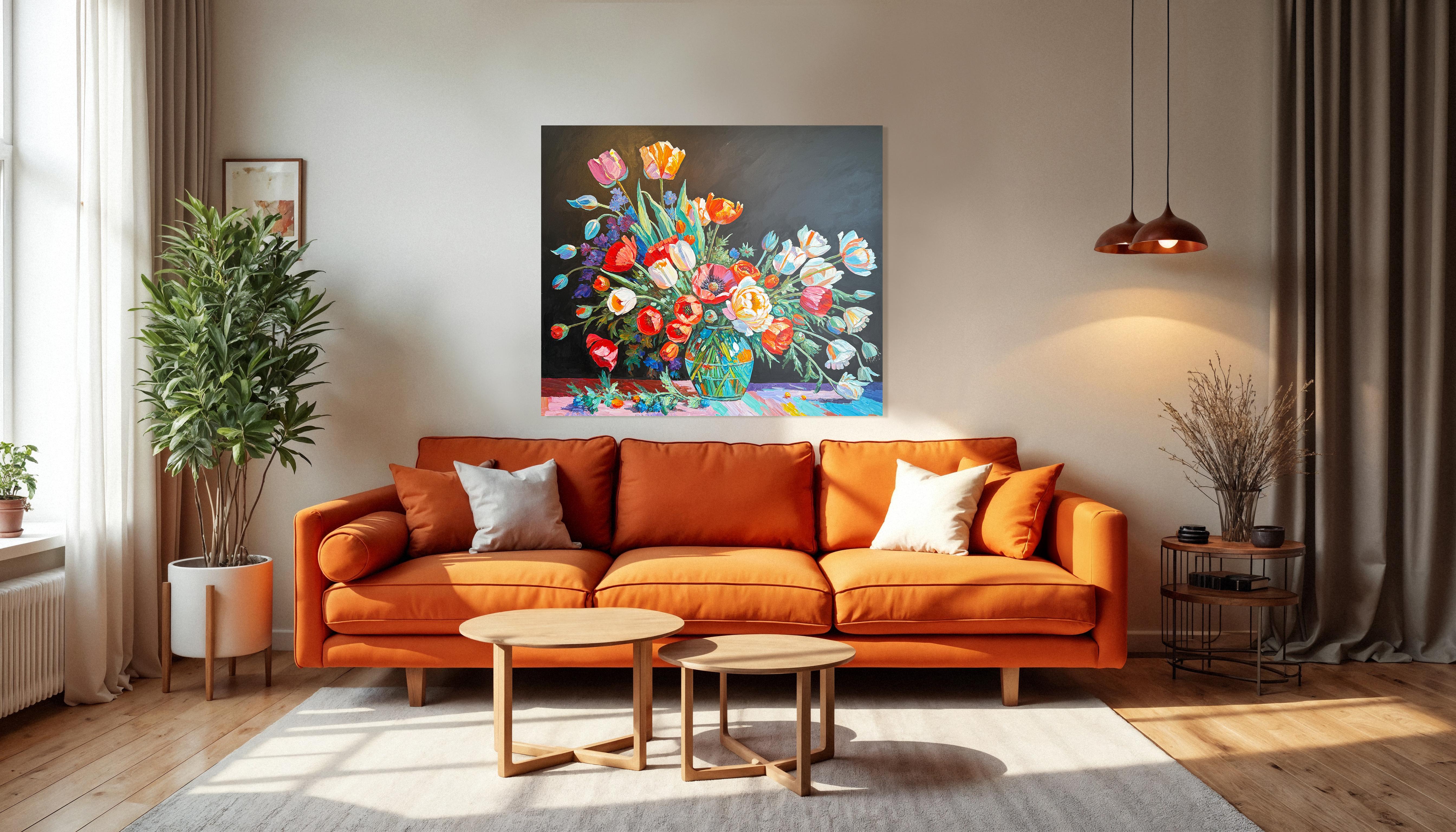 Time with you feels like Love- Katharina Husslein Impasto Oil Flower Painting For Sale 8