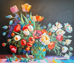 Il tempo con te è come l'amore- Katharina Husslein Impasto Olio Pittura Floreale