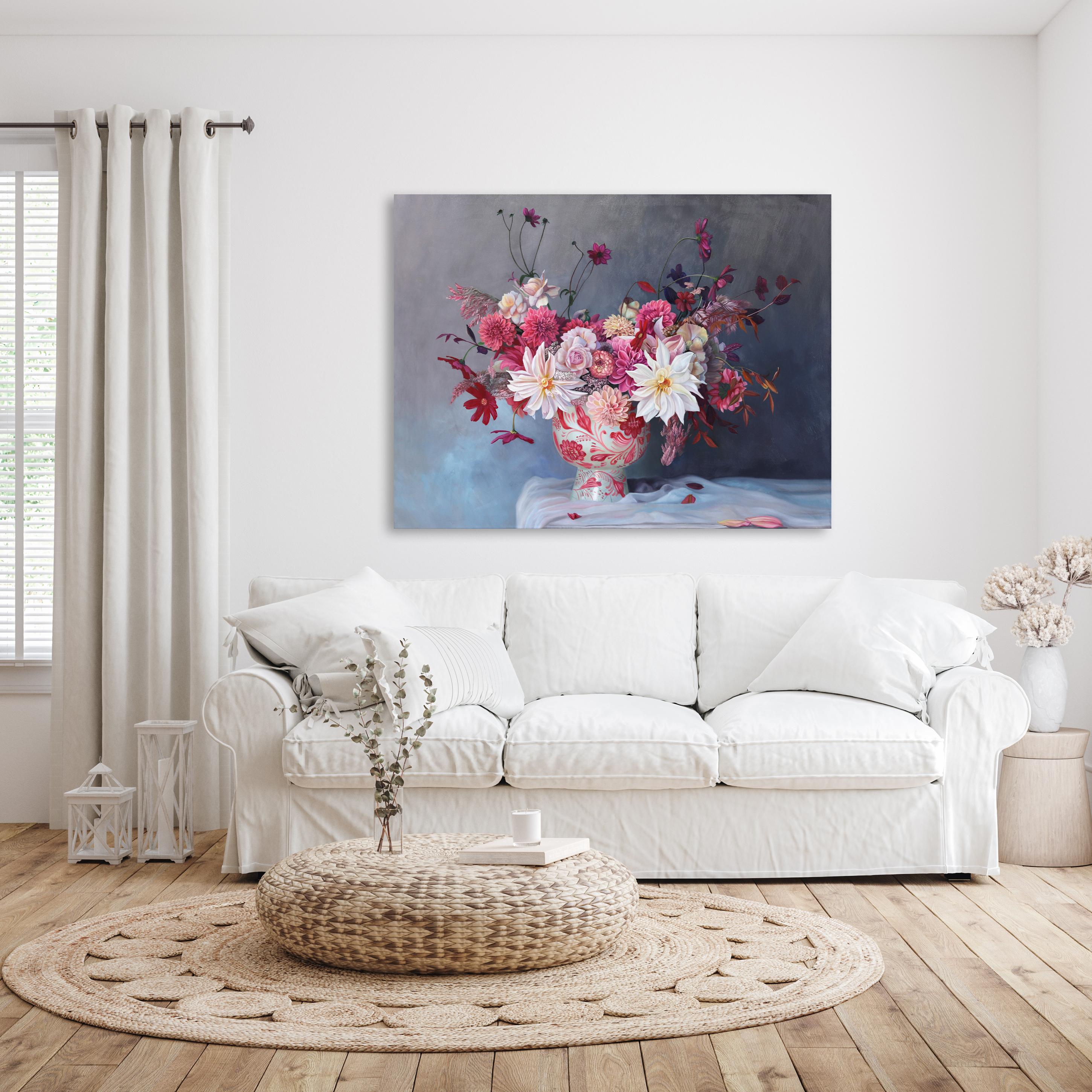 Amare ed essere amati - Natura morta floreale Pittura ad olio originale in vendita 1