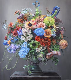 Touching Souls - Hyperrealist Floral Still Life Oil Painting