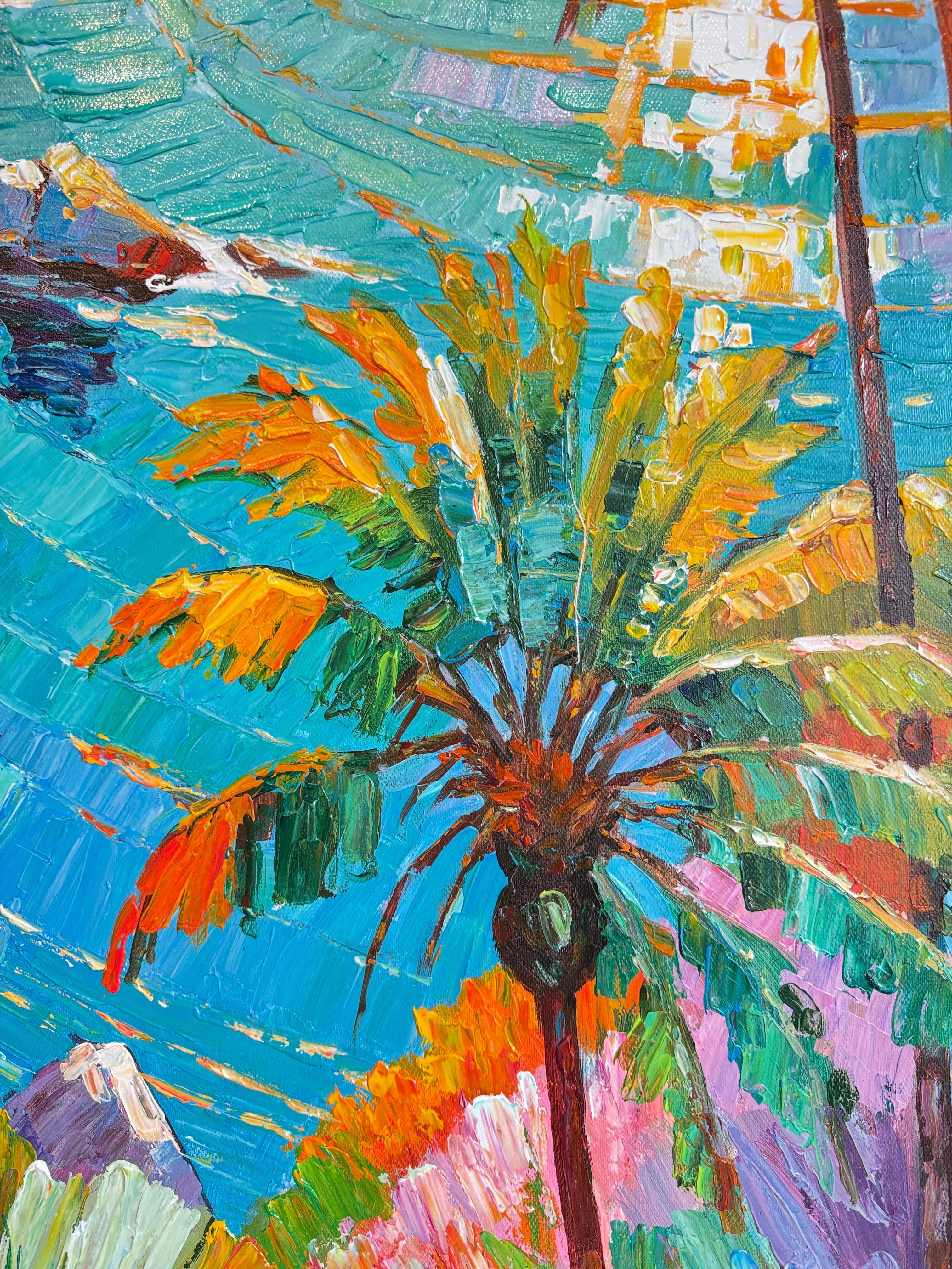 Tropical Sunlight in your eyes von K.Husslein Impasto Botanik Pflanzengemälde im Angebot 10
