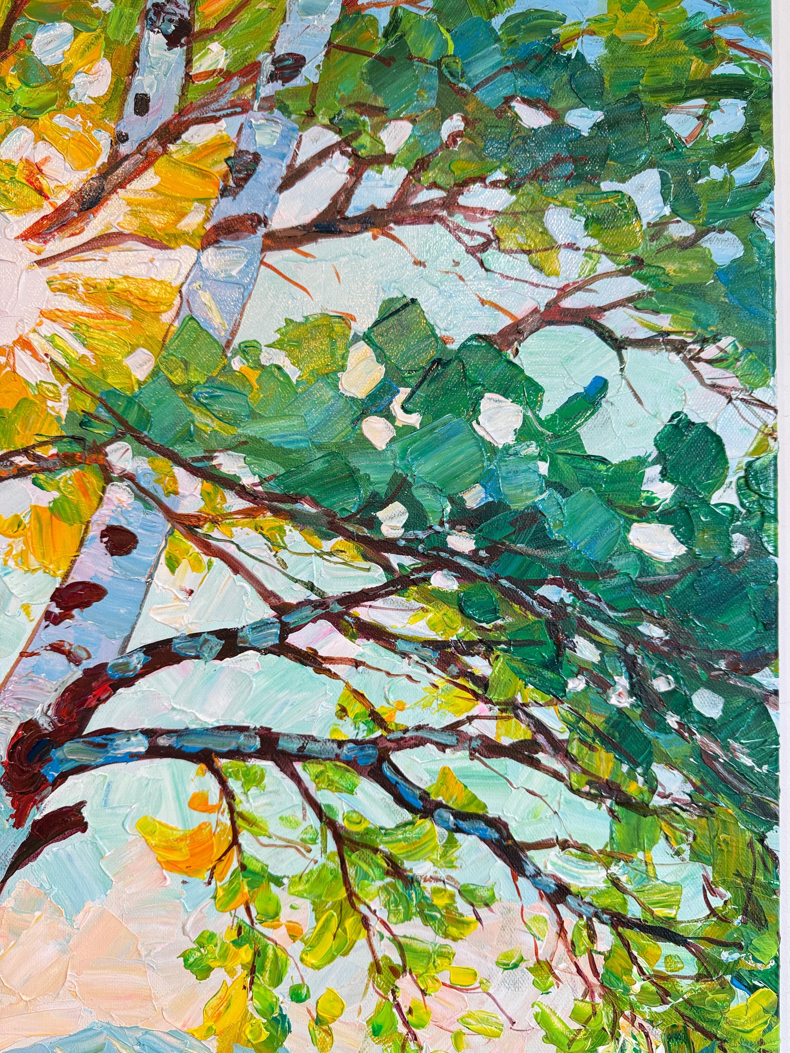 Tropical Sunlight in your eyes von K.Husslein Impasto Botanik Pflanzengemälde im Angebot 1