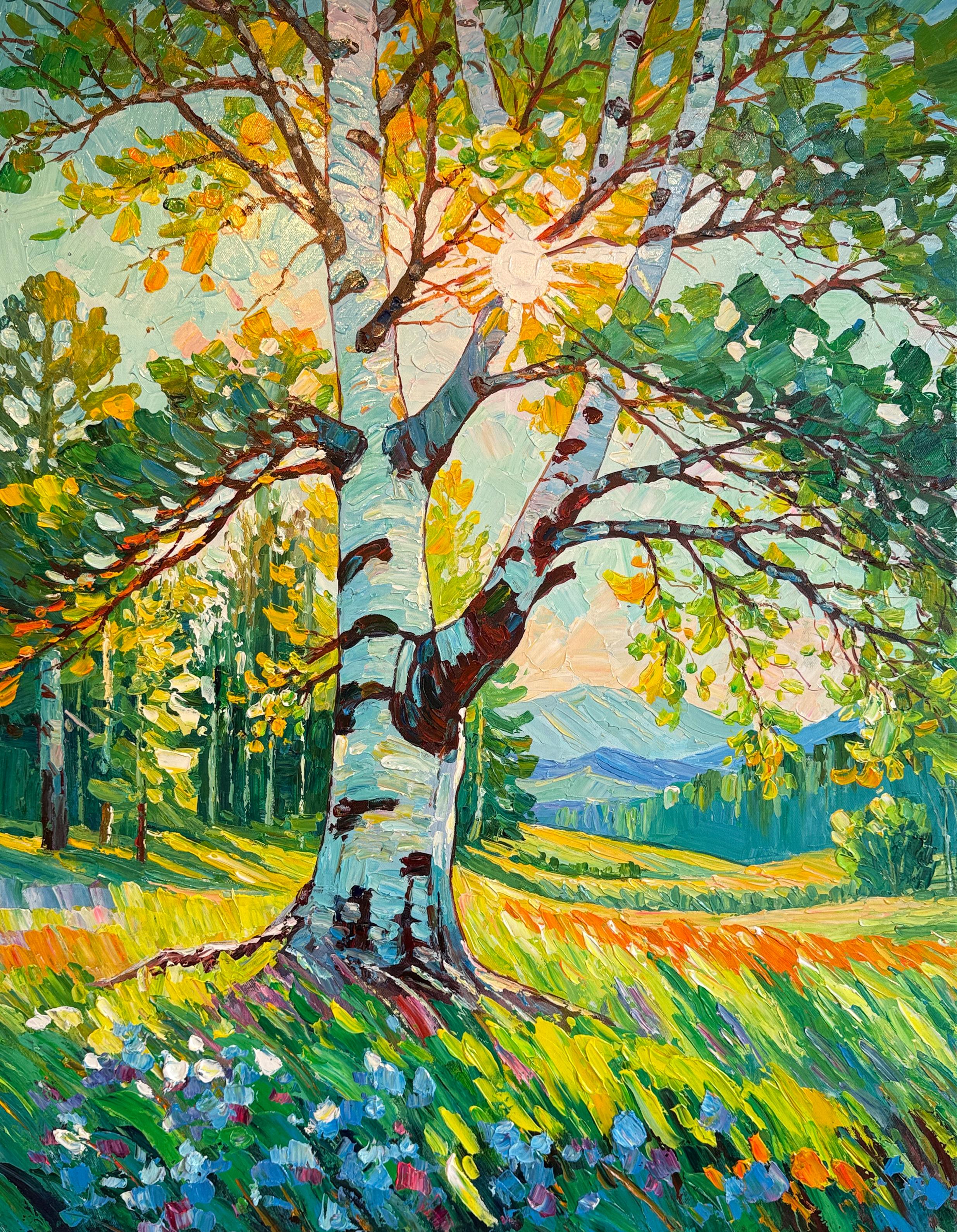 Tropical Sunlight in your eyes by K.Husslein Impasto Botany Plant Painting