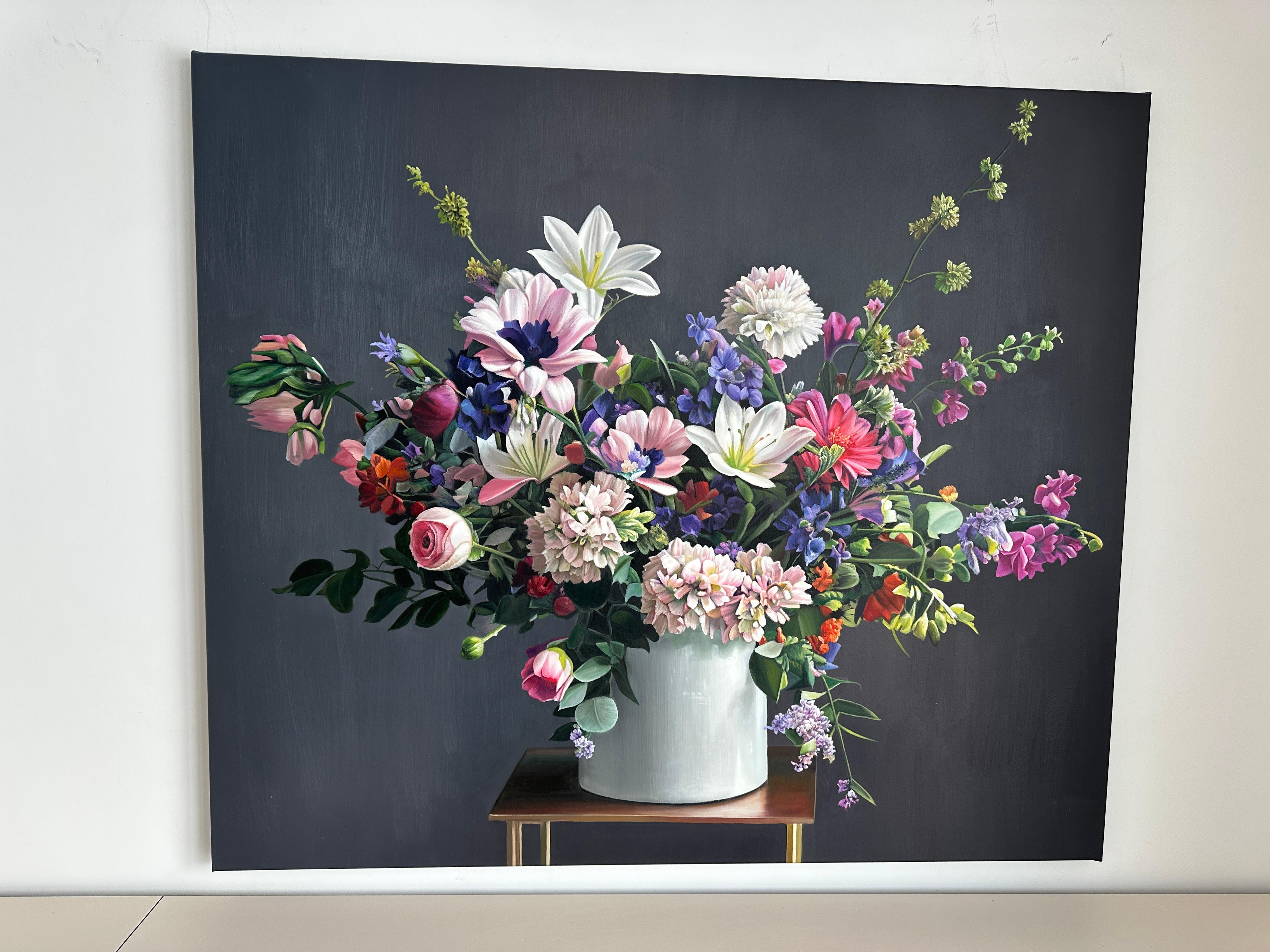 Trough the pale twilit meadow by K Husslein Botanical Hyperrealistic Still life  - Abstract Painting by Katharina Husslein