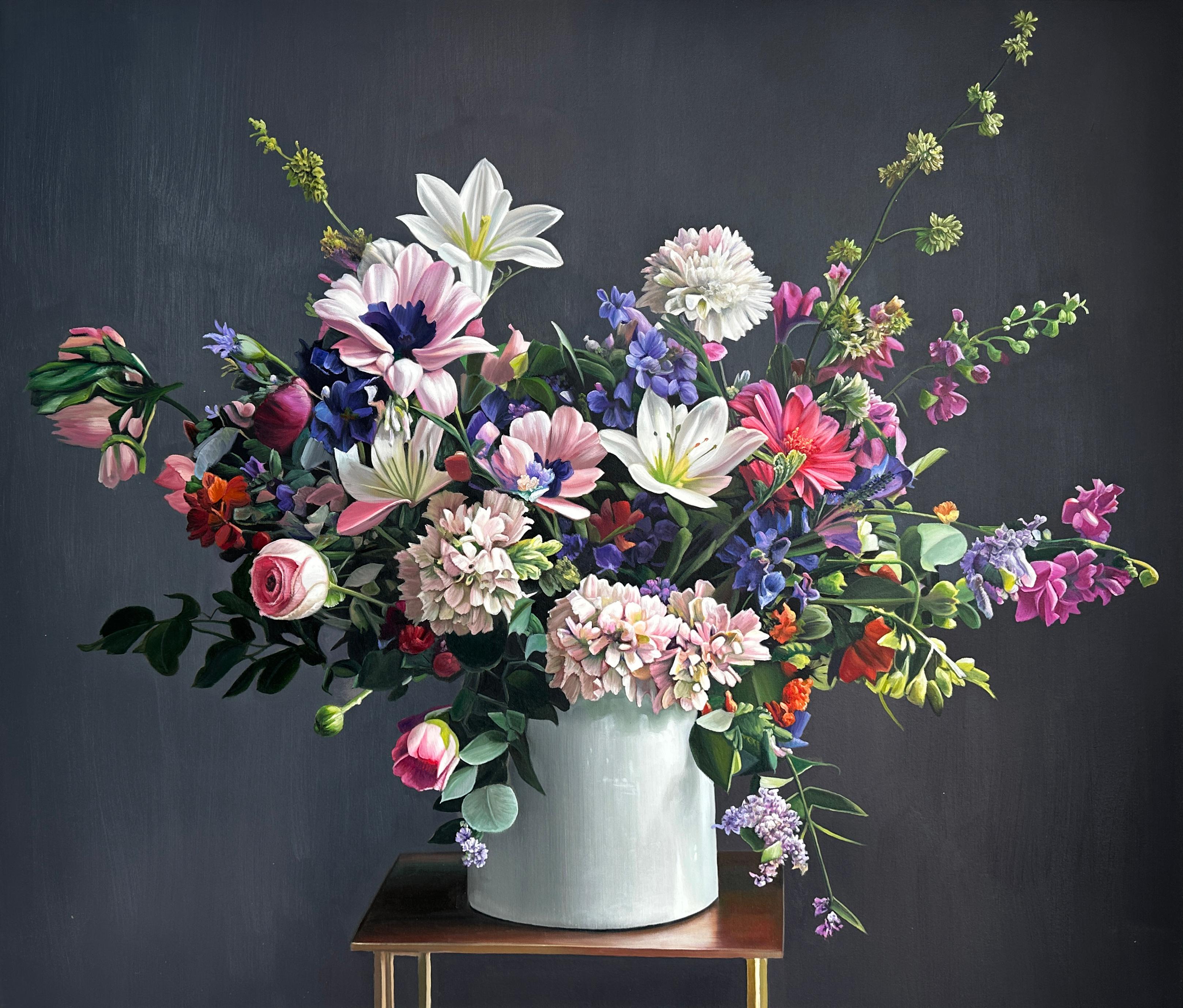 Trough the pale twilit meadow by K Husslein Botanical Hyperrealistic Still life  - Painting by Katharina Husslein