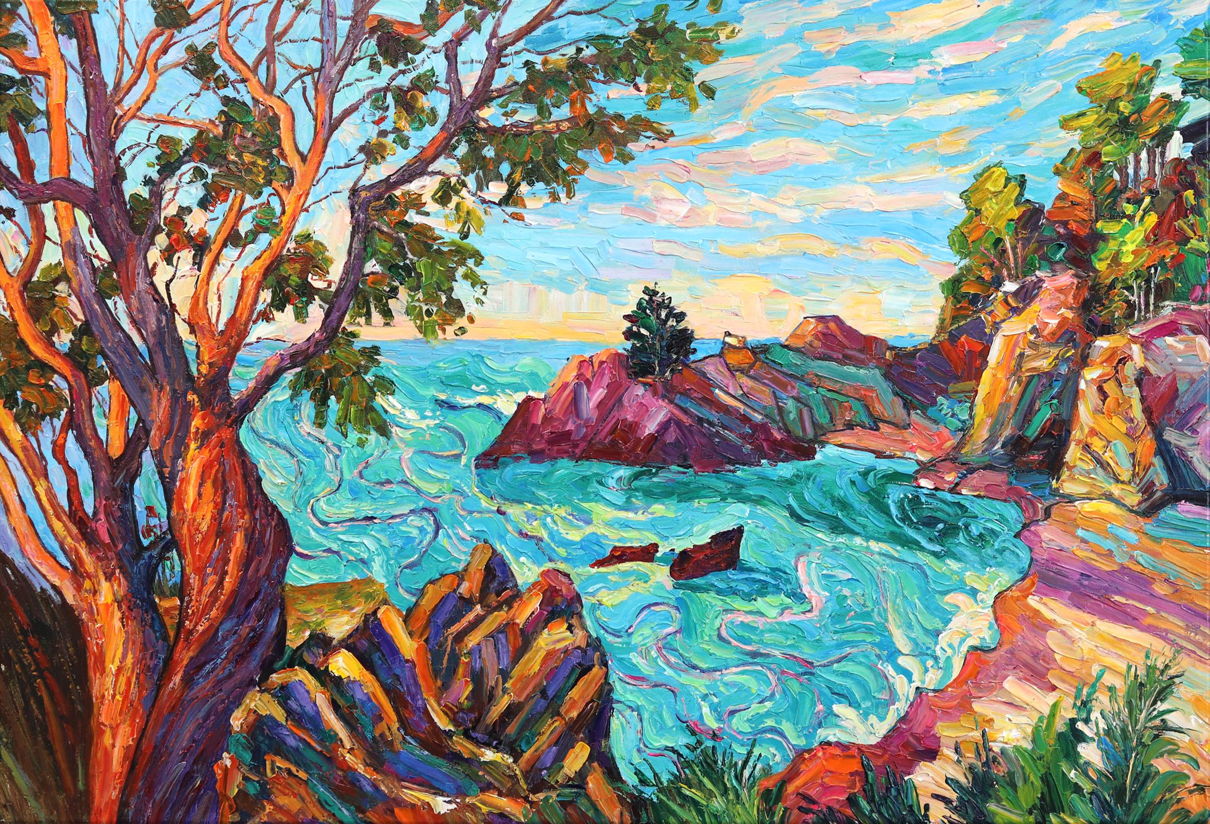 Turquoise Waters - Oil Painting Impressionist Style Textural Landscape Artwork